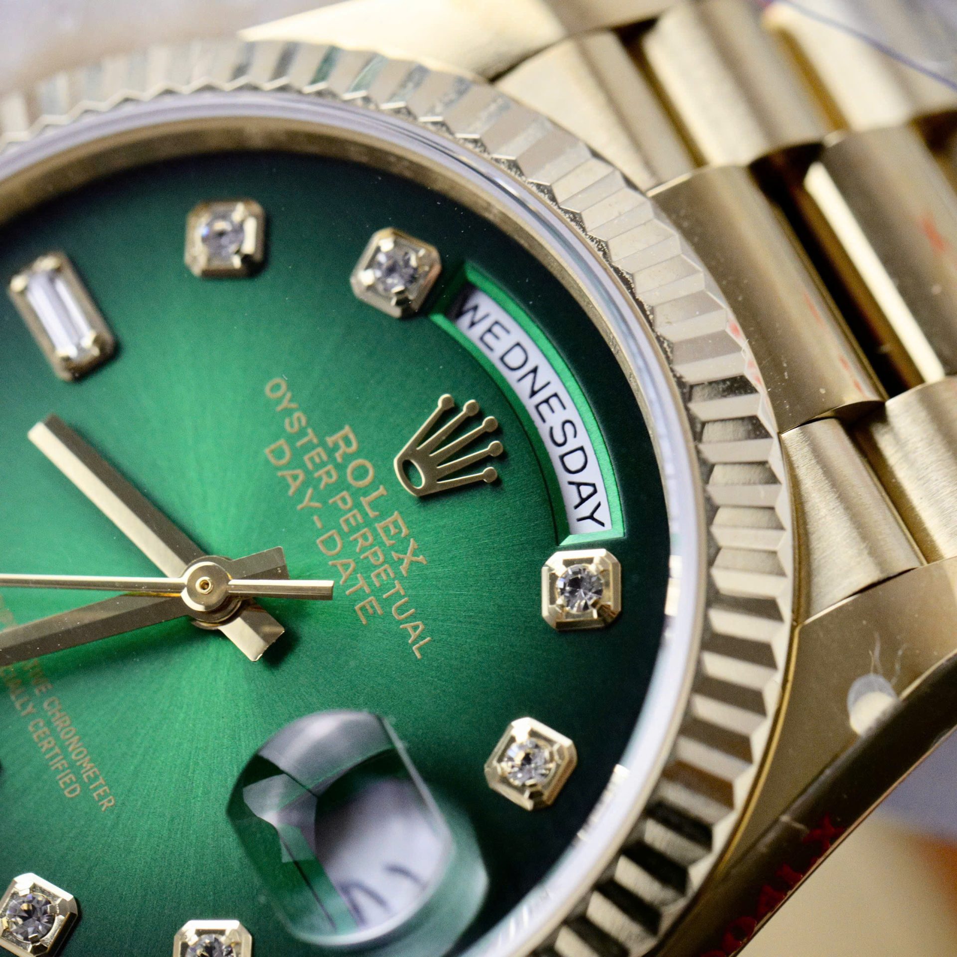 Rolex Day-Date 128238 Best Replica Watch Dial Green Ombre Weight 158 Grams QF Factory 36mm
