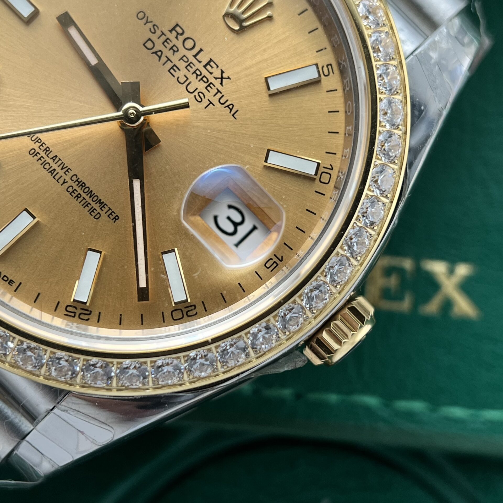Rolex DateJust Replica Watch Demi Gold Diamonds Bezel EW Factory 36-41mm