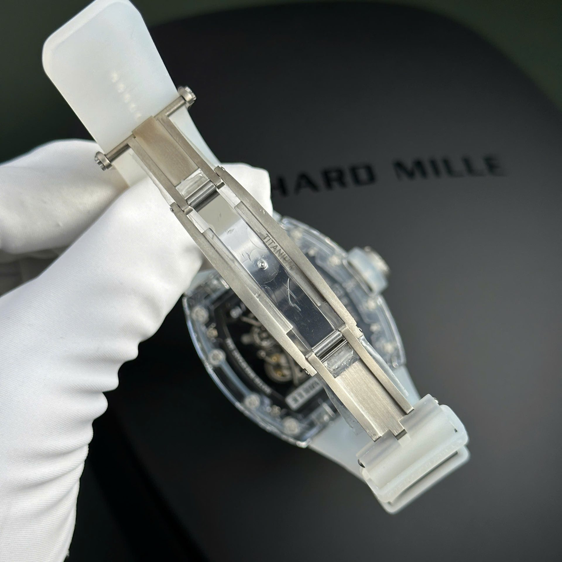 Richard Mille RM055 Sapphire Crystal Replica Watch Rubber Strap 45mm