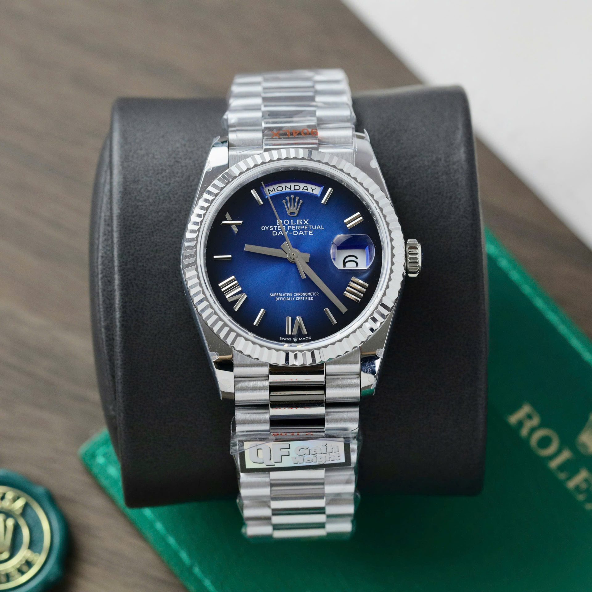 Rolex Day-Date 128236 Best Replica Watch Dial Blue Weight 158gram QF Factory 36mm