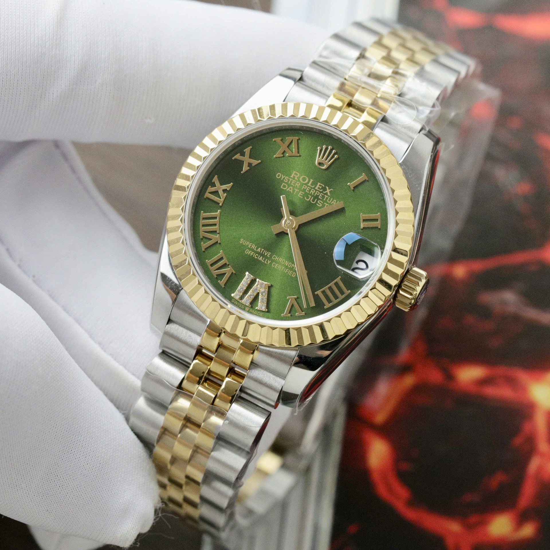 Rolex DateJust Women Replica Watch Demi Yellow Gold Jubilee Strap 31mm