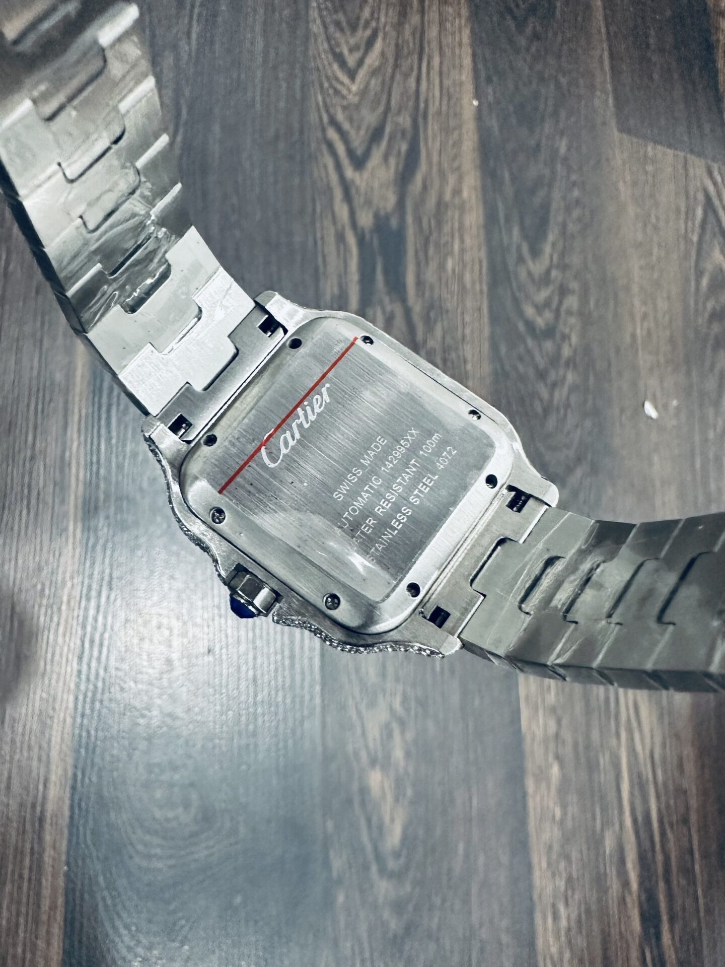 Cartier Santos Replica Watch Full CZ Metal Wire 39.8mm