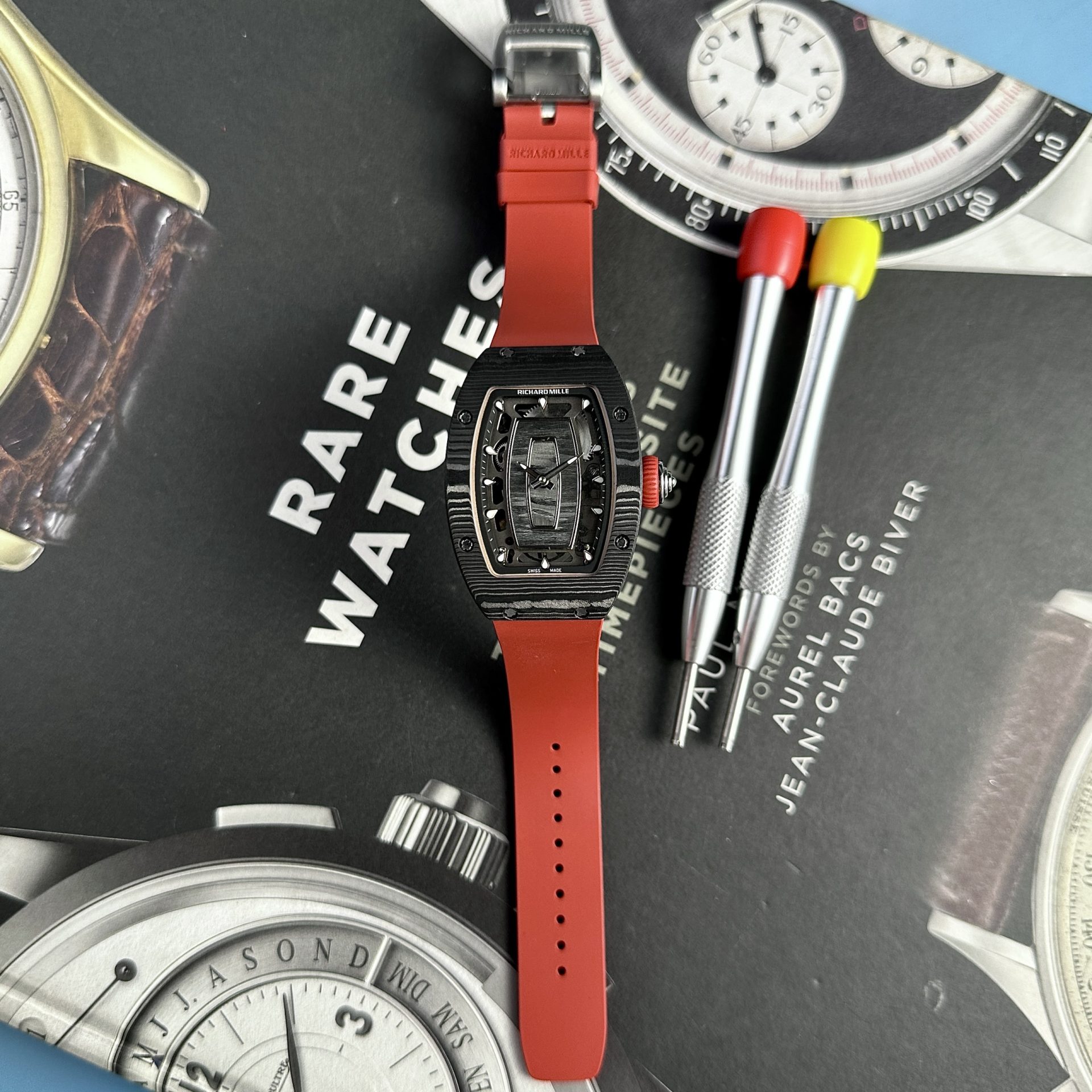 Richard Mille Replica Watch RM07-01 Black Carbon Rubber Strap 32x46mm