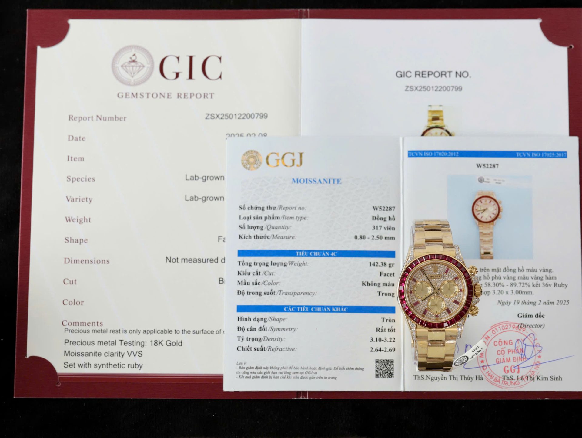 Rolex Daytona 126598TRU Replica Watches Custom Gold Wrapped + Ruby + Diamonds Moissanite 40mm