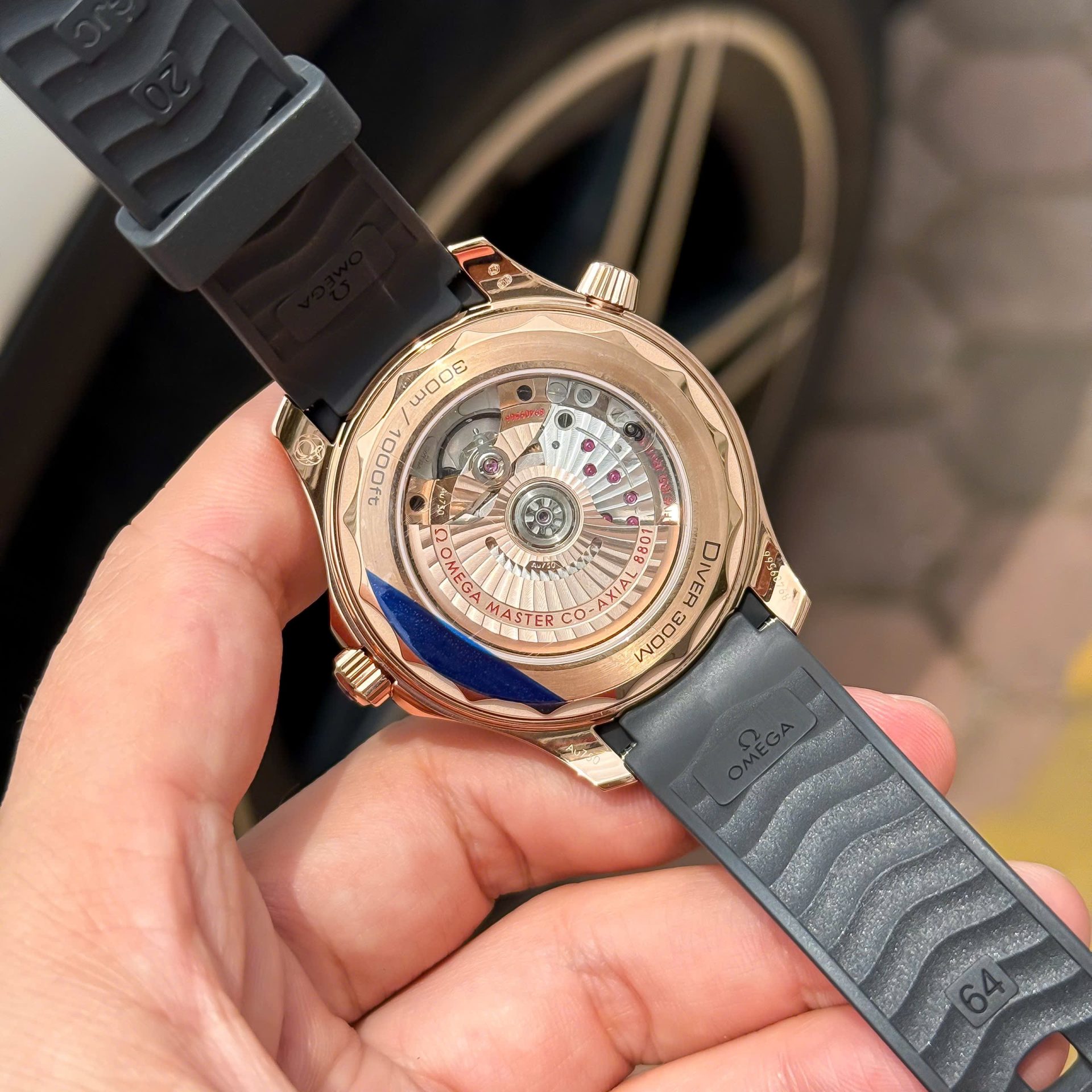 Omega Seamaster Diver 300M Sedna Rose Gold Copies Watches Black Dial 42mm