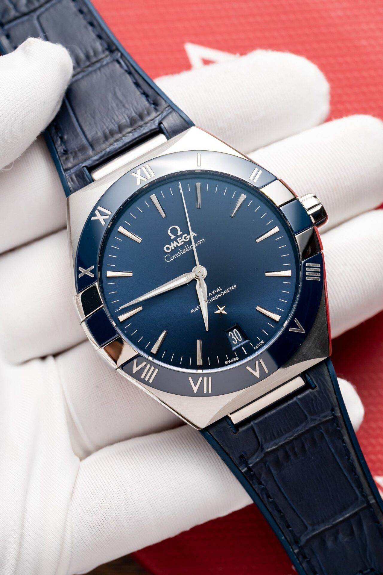 Omega Constellation Replica 11 Watch Blue Dial Leather Strap 41mm