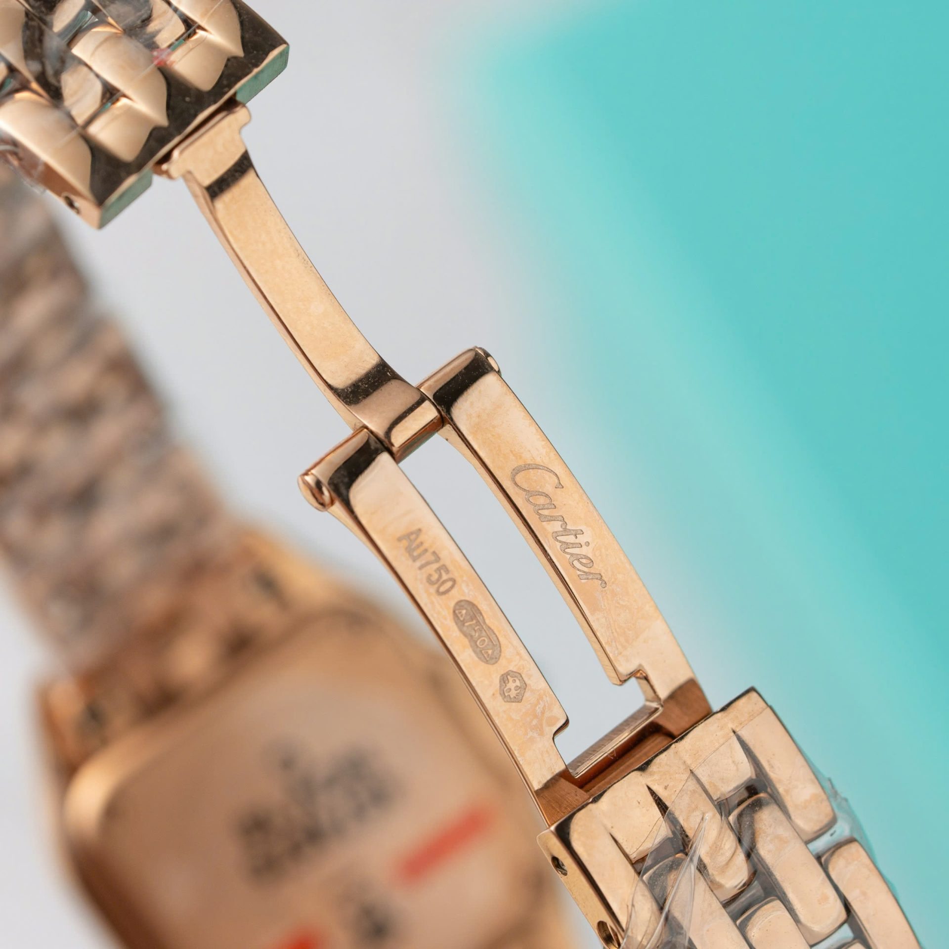 Cartier Panthere Replica Watch Rose Gold With Diamond Bezel 22mm