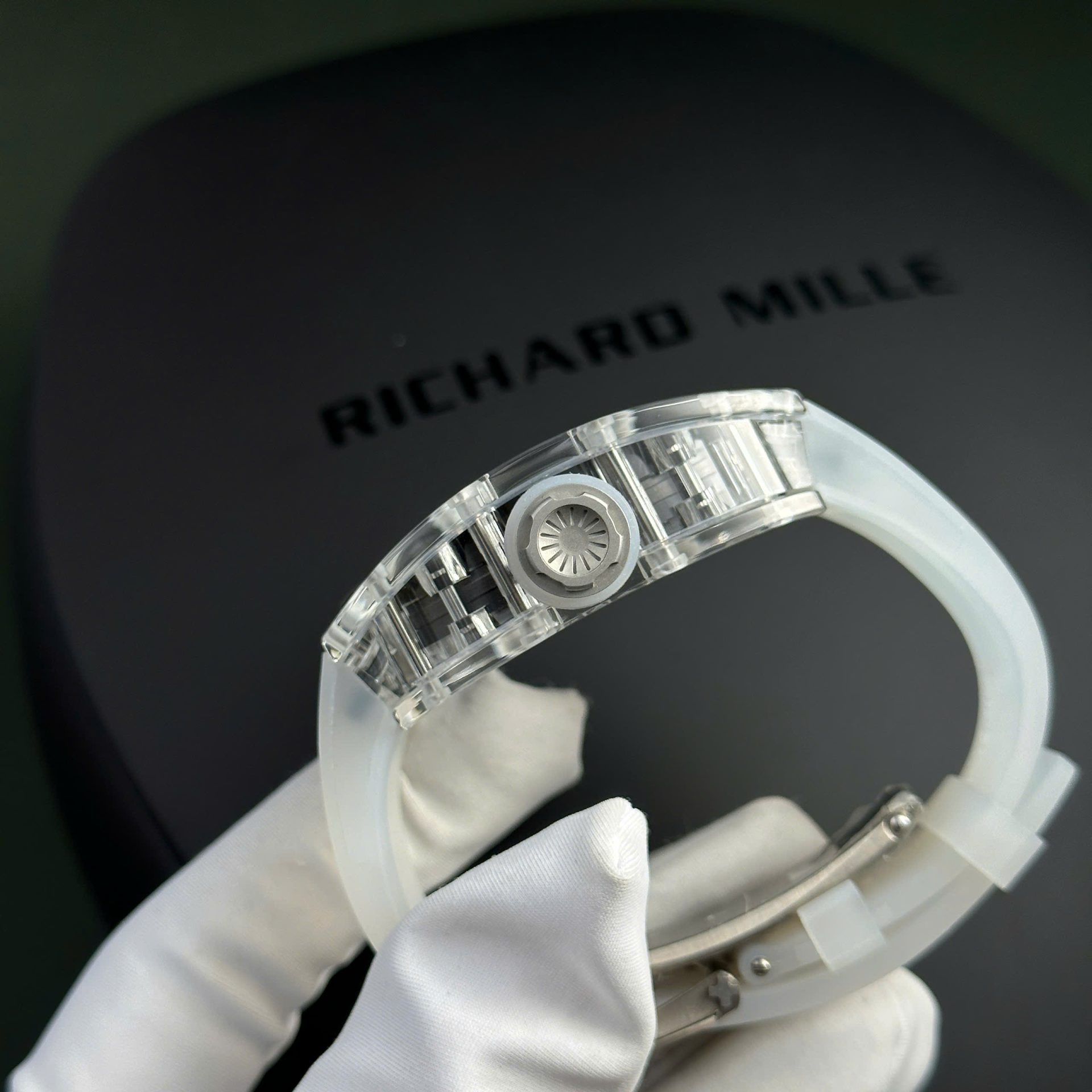 Richard Mille RM055 Sapphire Crystal Replica Watch Rubber Strap 45mm