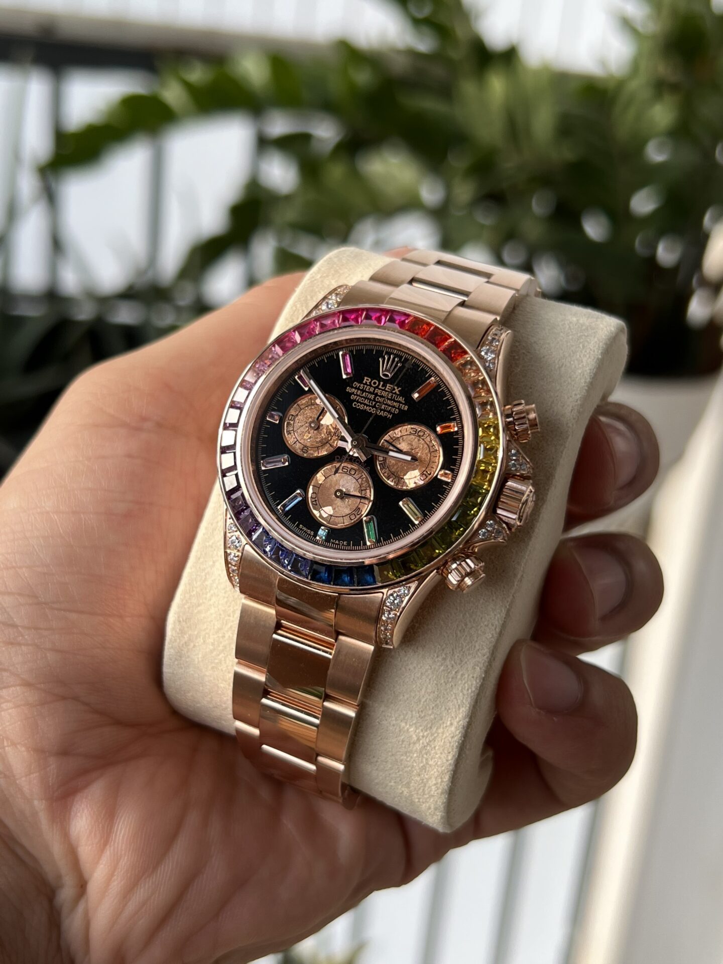 Rolex Daytona Rainbow Replica Watch Gold Wrapped Moissanite TW 40mm
