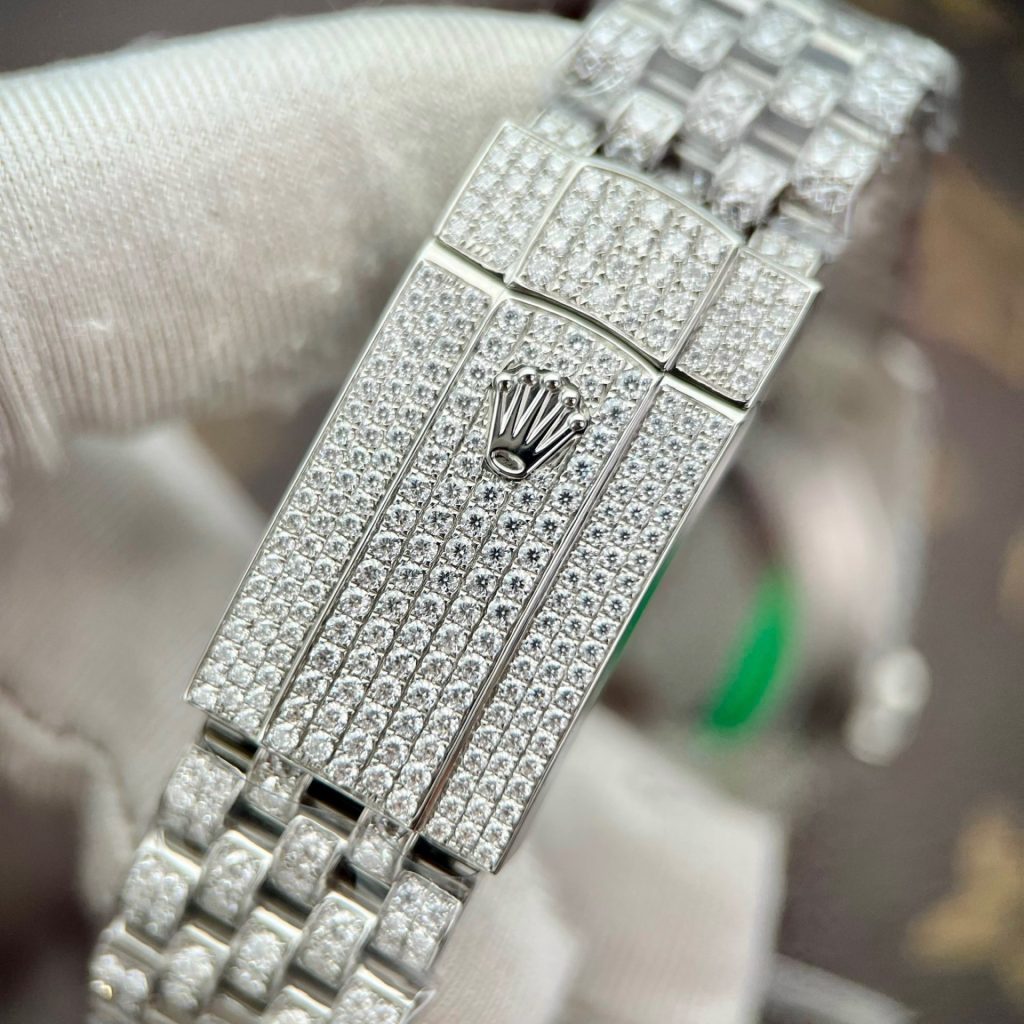 Rolex Replica Watch DateJust Custom Full Diamonds Moissanite 41mm