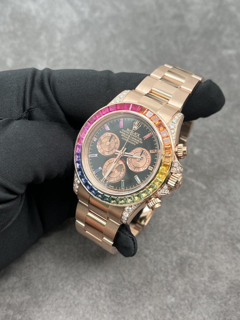 Rolex Custom Daytona Rainbow M116595R 18K Solid Gold And Gemstones 40mm