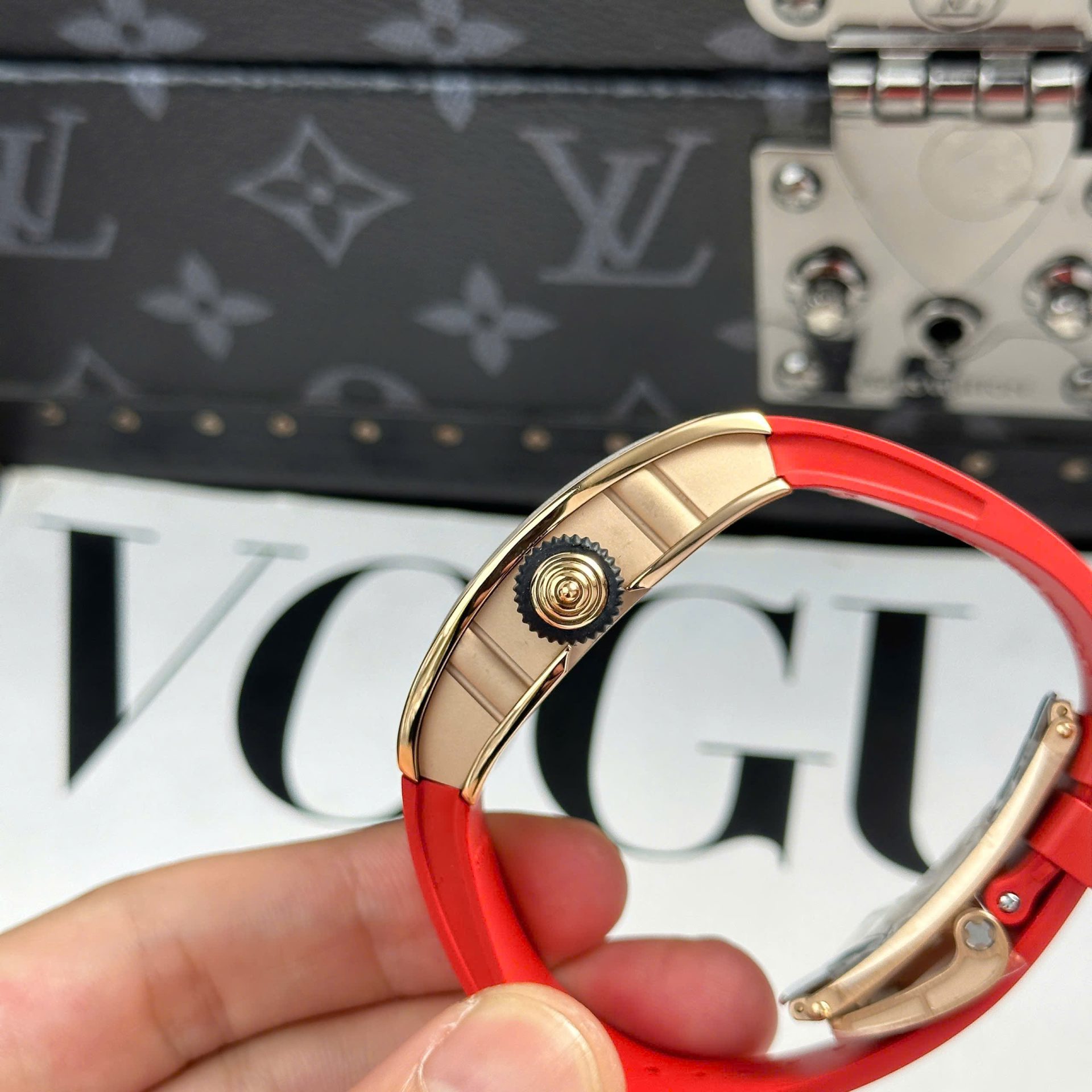 Richard Mille RM07-01 Best Replica Watches Diamonds Red Rubber Strap ZF Factory 36mm