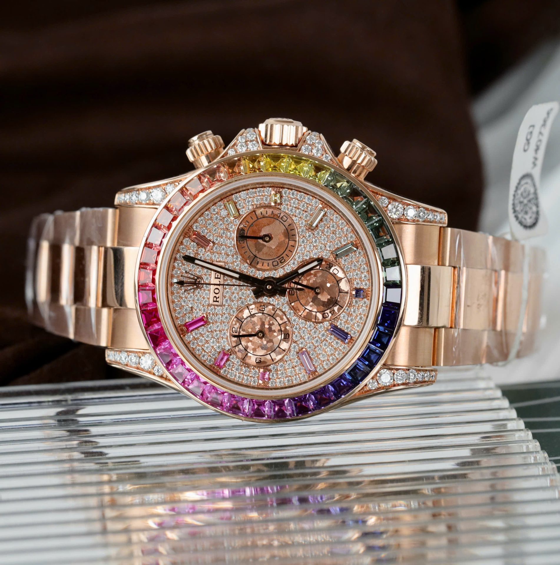 Rolex Daytona Rainbow 116595 Best Replica Watch Gold Wrapped + Moissanite Diamonds 40mm