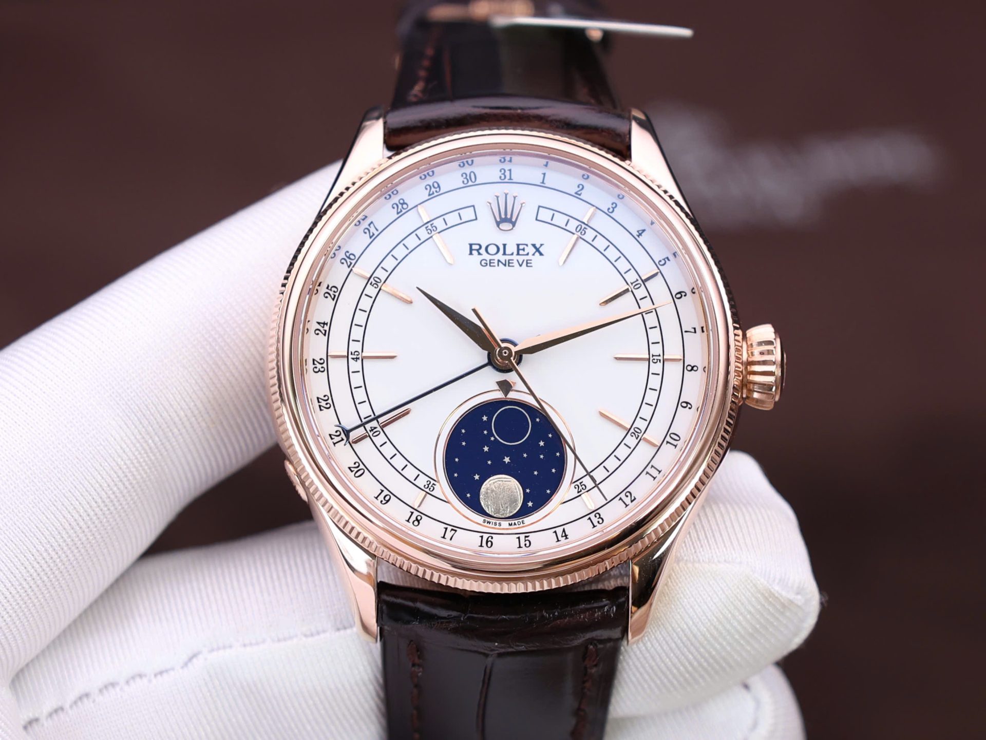 Rolex Cellini Moonphase Replica Watch Gold Wrapped KZ Factory 39mm