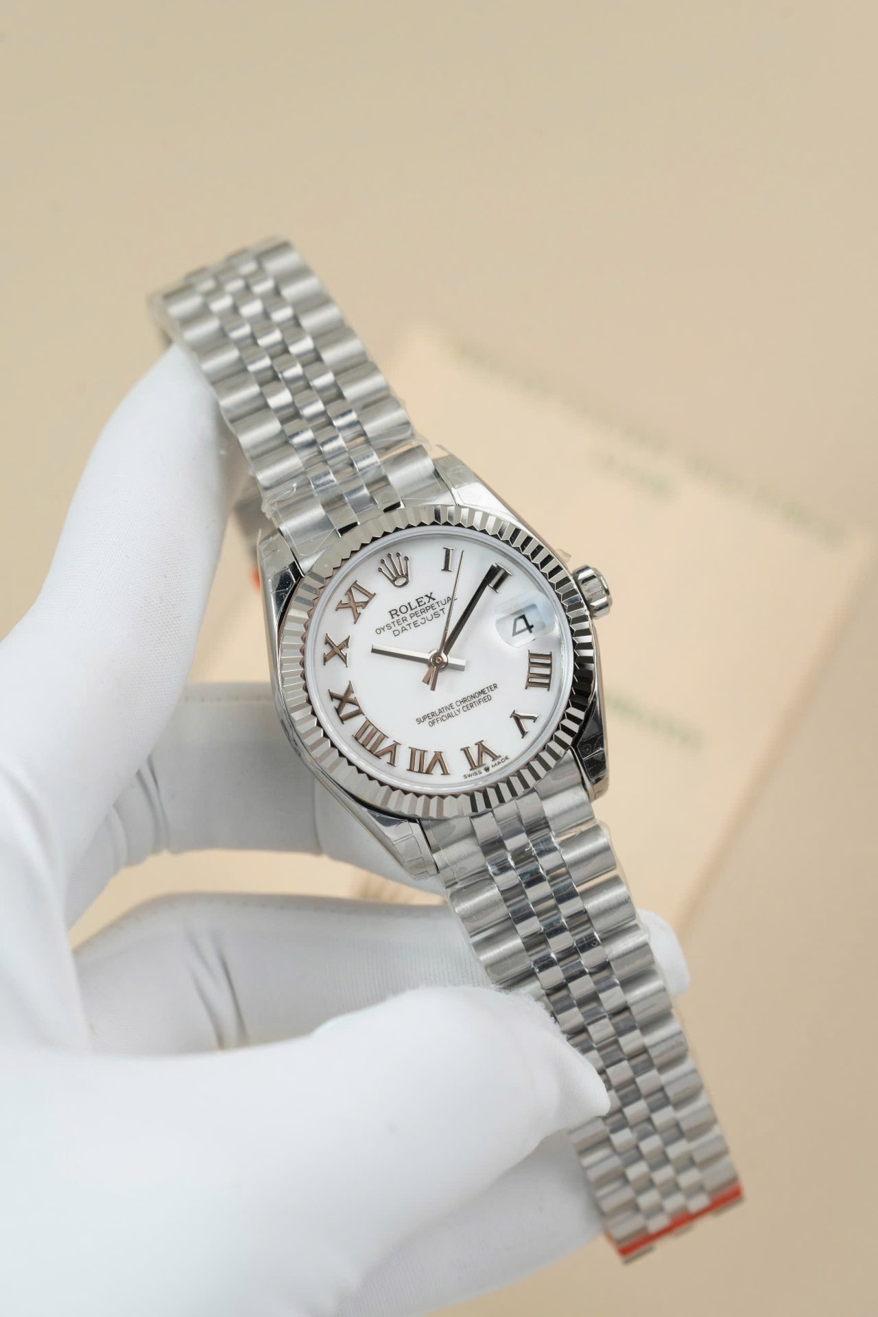 Rolex DateJust Lady Fake Watch White Dial Roman Numerals 31mm