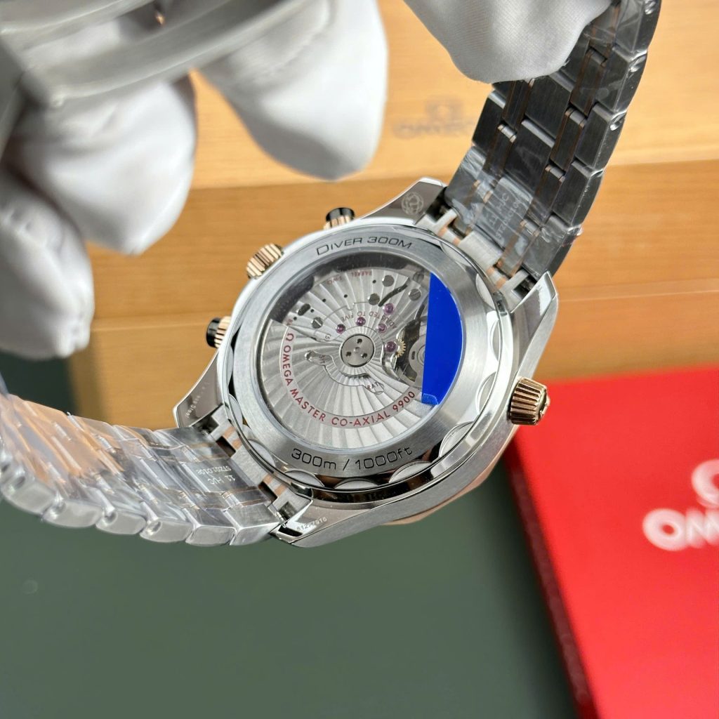 Omega Dial Black Copies Watches Seamaster Diver 300M Chronograph Demi Rose Gold N1 Factory 44mm