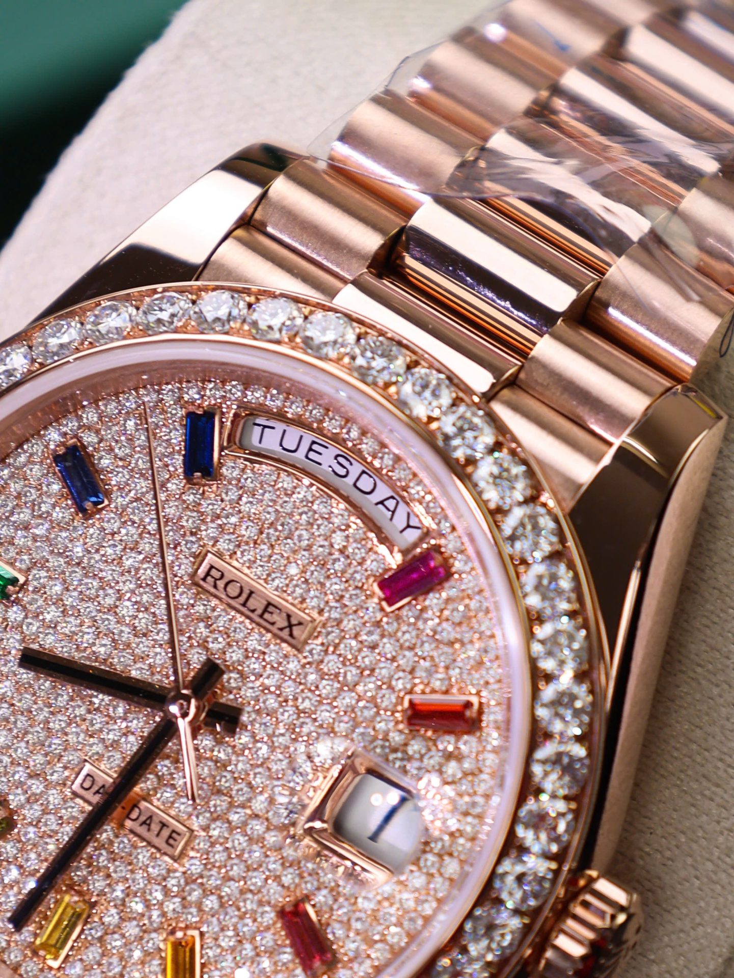 Rolex Day-Date Copies Watches Moissanite Diamonds + 18K Gold Wrapped Custom GM Factory 40mm