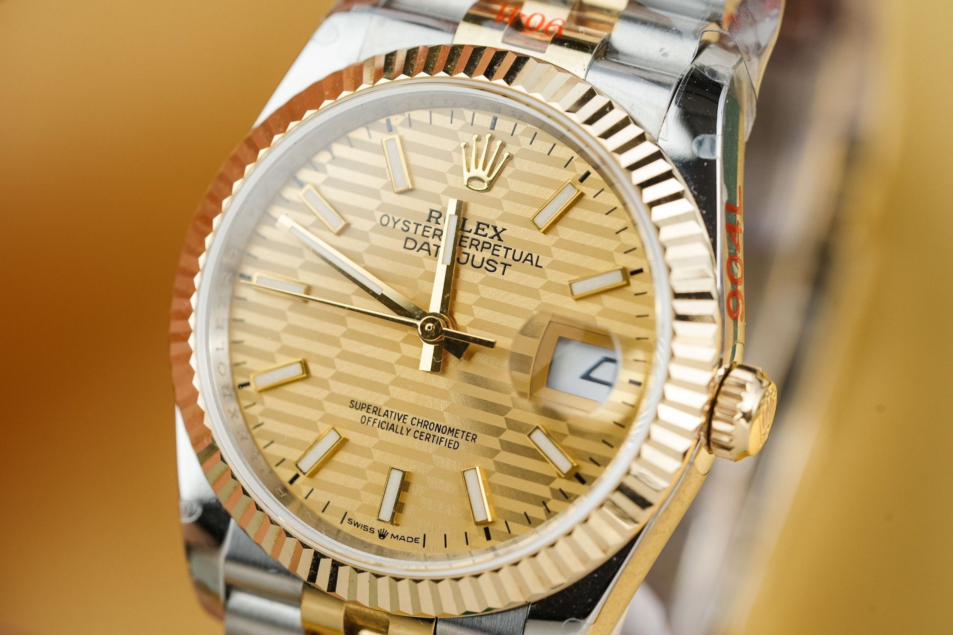 Rolex Best Replica Watch DateJust 126233 Yellow Champagne Fluted Dial Gold Wrapped 36mm