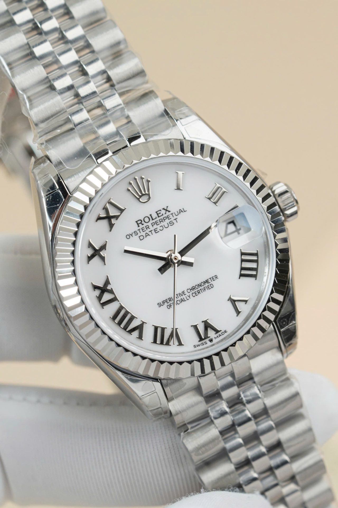 Rolex DateJust Lady Fake Watch White Dial Roman Numerals 31mm