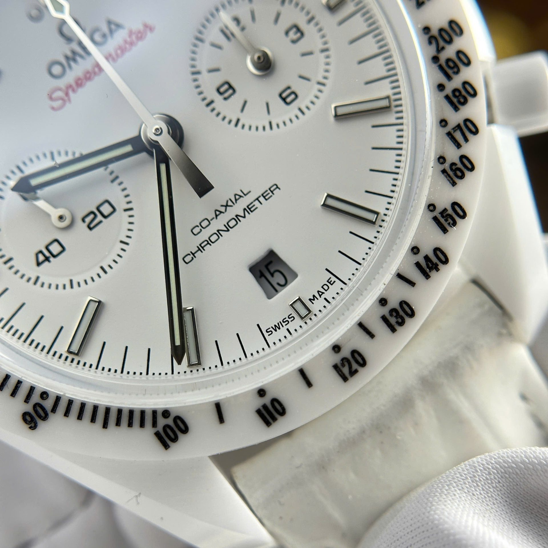 Omega Speedmaster White Side of The Moon White Ceramic Best Replica Watch 44mm