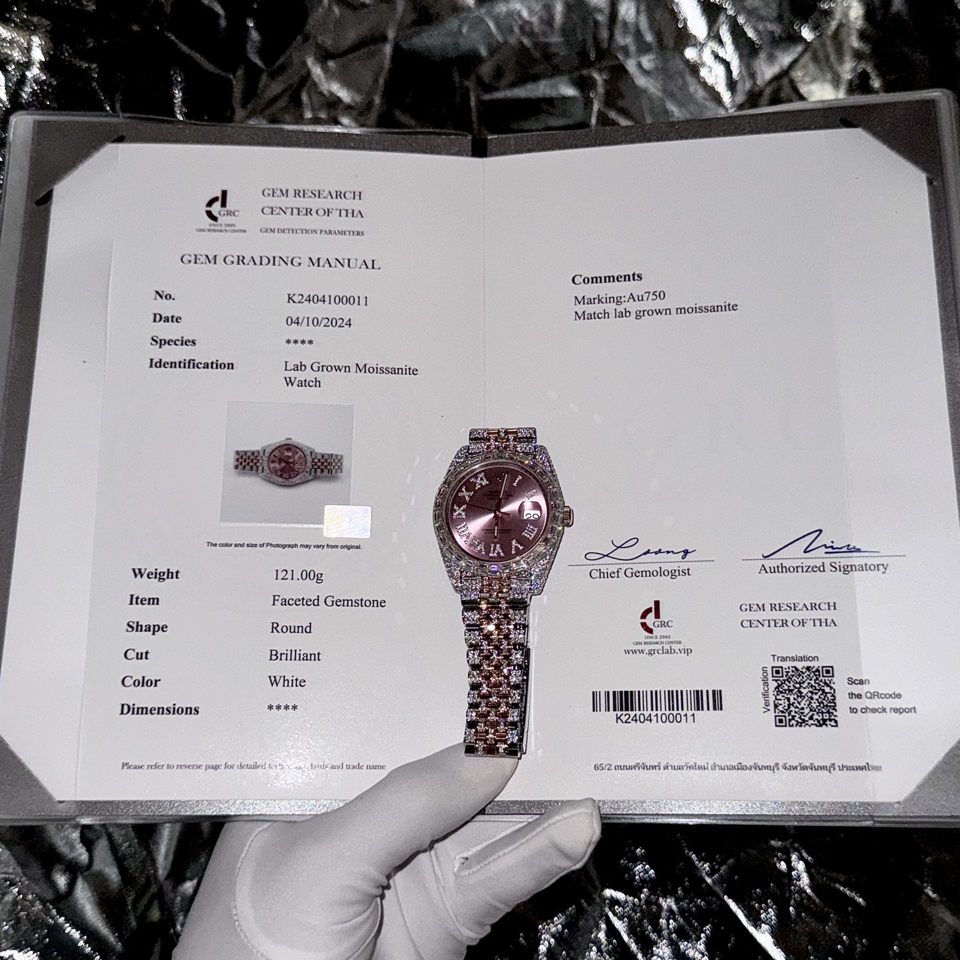 Rolex Replica Watch DateJust With Full Moissanite Diamond Pink Dial 41mm