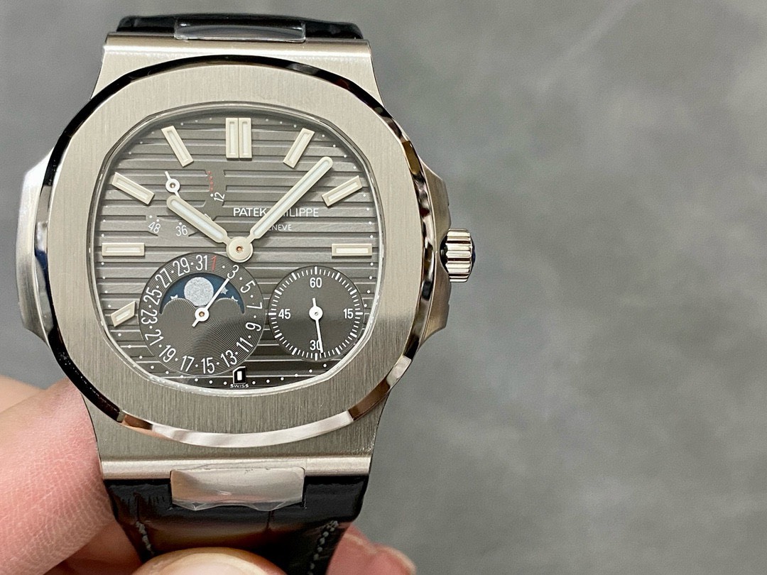 Patek Philippe Best Replica Watch Nautilus 5712 Gray Dial Leather Strap PPF 40mm