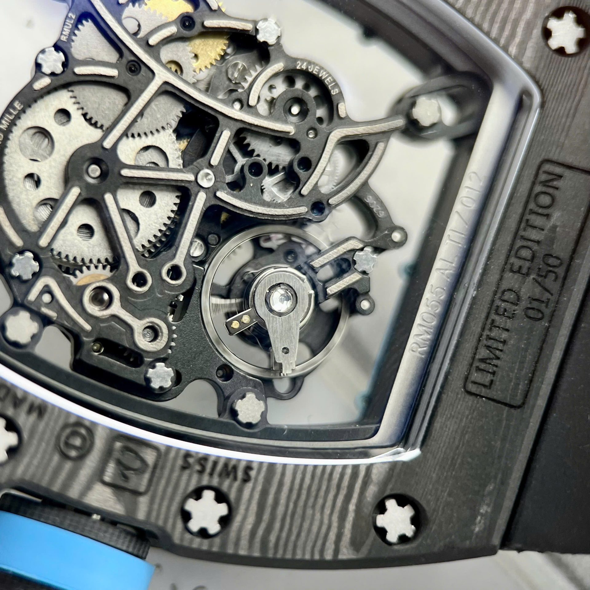 Richard Mille RM055 Replica Watch Full Carbon Case Rubber Strap 45mm