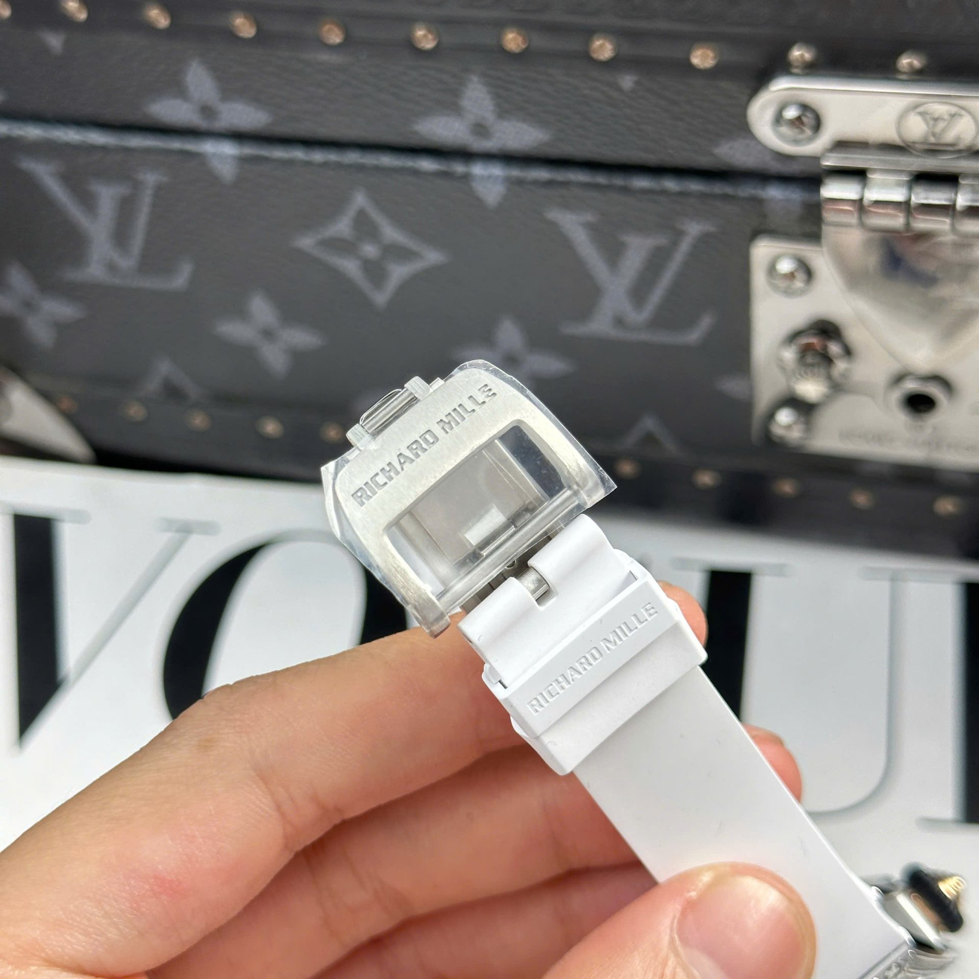 Richard Mille RM07-01 Best Replica Watches Diamonds White Rubber Strap ZF Factory 36mm