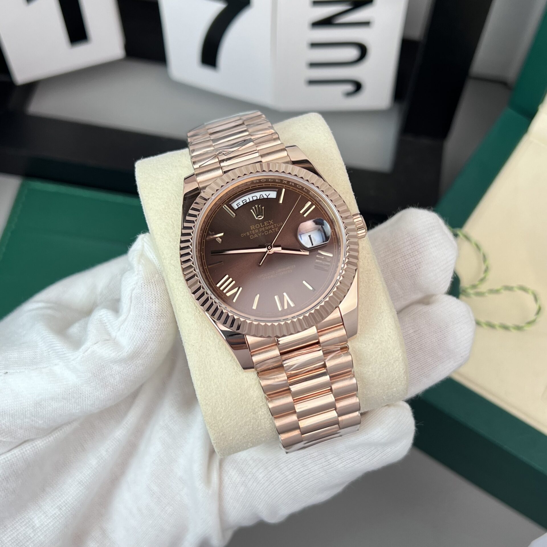 Rolex Day-Date 18K Gold Wrapped Replica Watch Chocolate Dial GM V2 40mm
