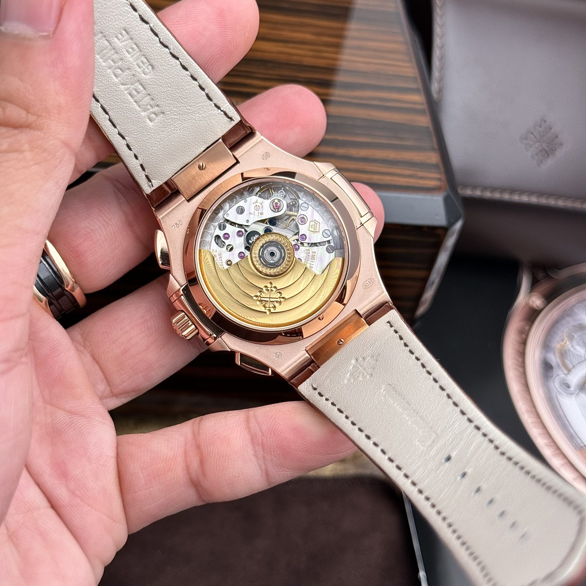 Patek Philippe Replica Watch Nautilus 5980 Brown Dial Leather Strap 40mm