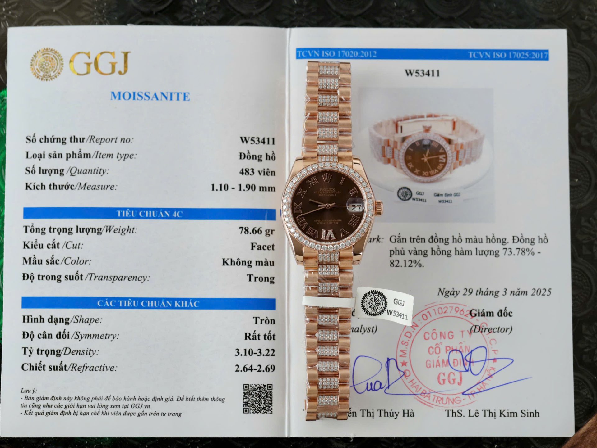 Rolex DateJust Women Dial Chocolate Copies Watches Custom Moissanite Diamonds + 18K Gold Wrapped 31mm