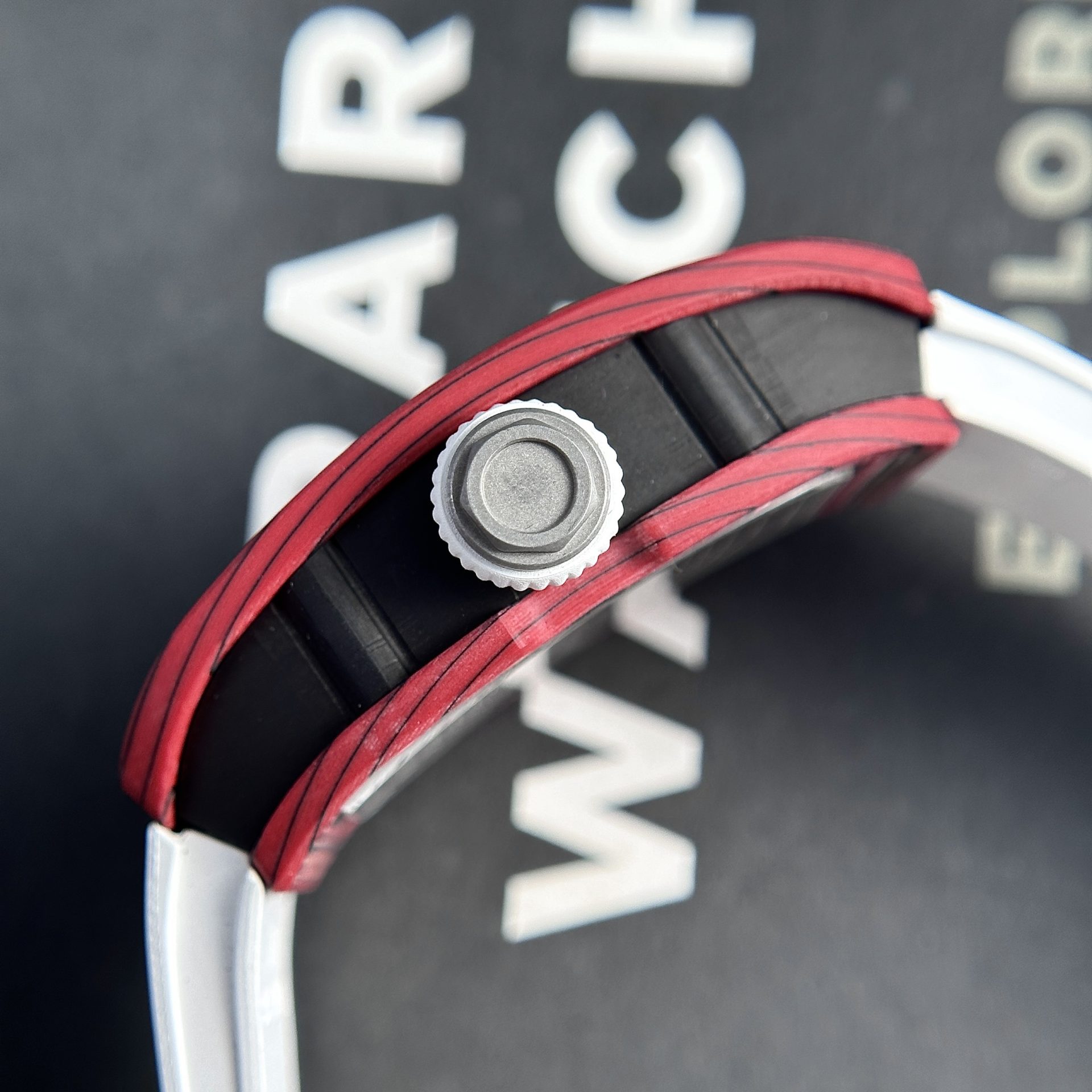 Richard Mille Best Replica Watch RM07-01 Red Carbon Rubber Strap 32x46mm