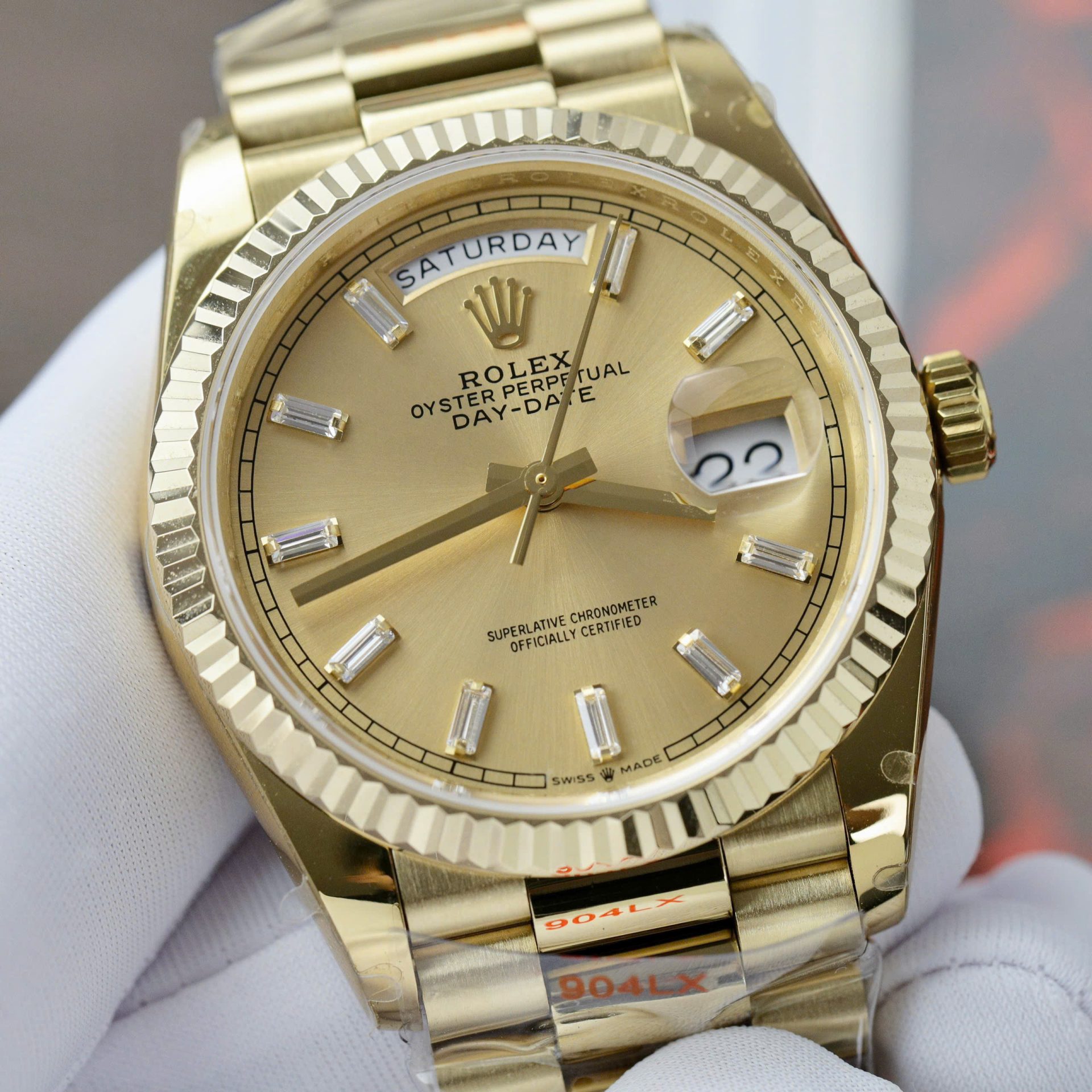 Rolex Day-Date 128238 Replica Watch Yellow Dial Weight 158gram QF Factory 36mm