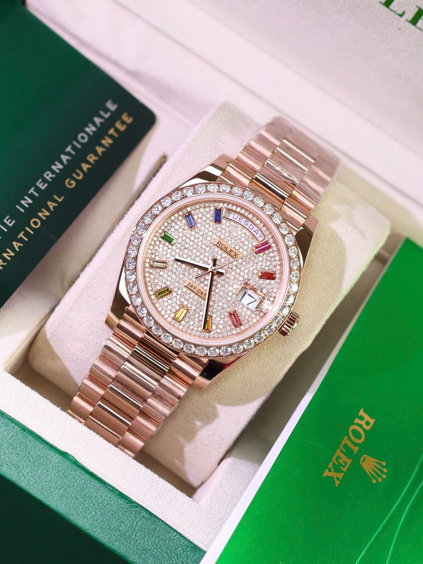 Rolex Day-Date Copies Watches Moissanite Diamonds + 18K Gold Wrapped Custom GM Factory 40mm