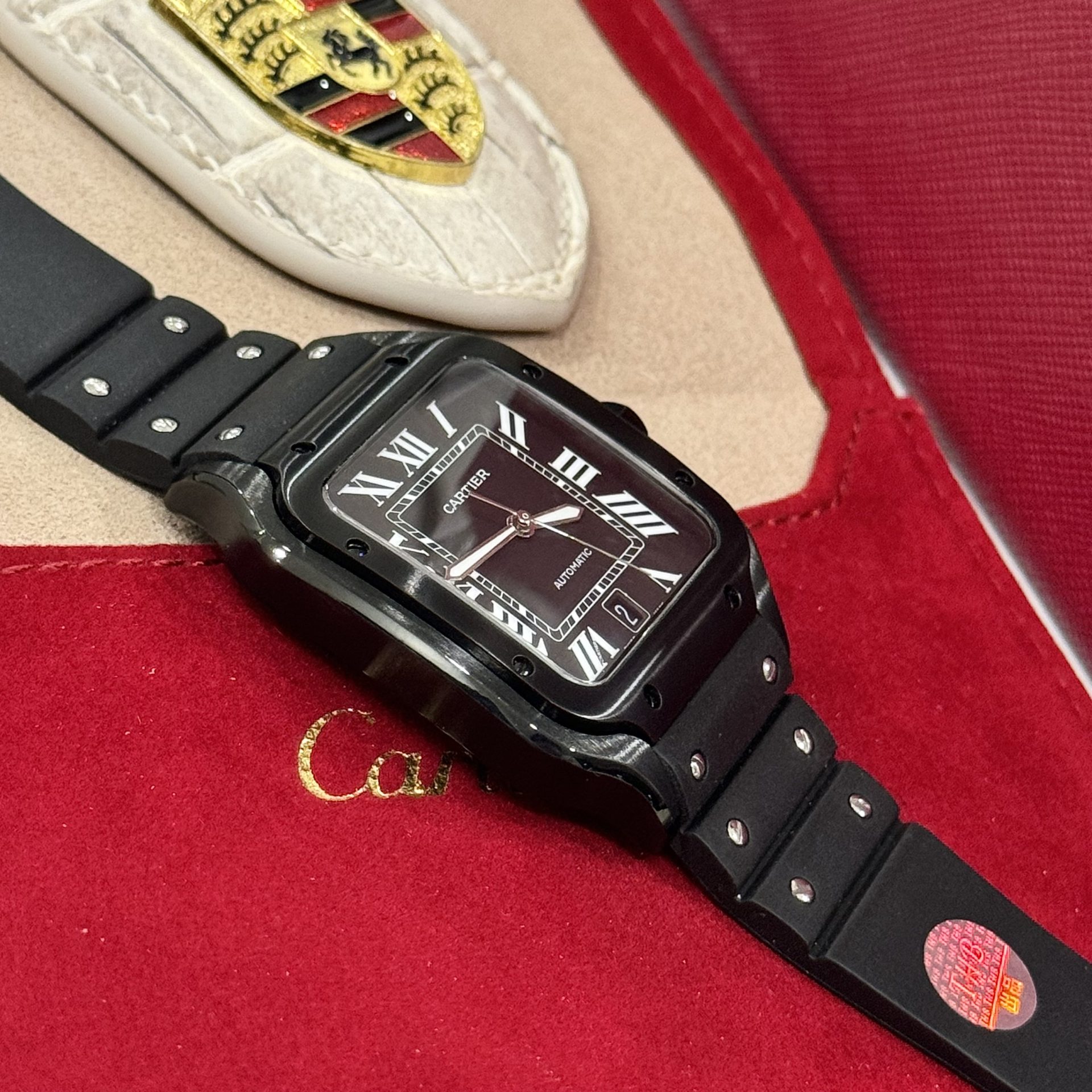 Cartier Replica Watch Santos WSSA0039 Black Rubber Strap BV Factory 39.8mm
