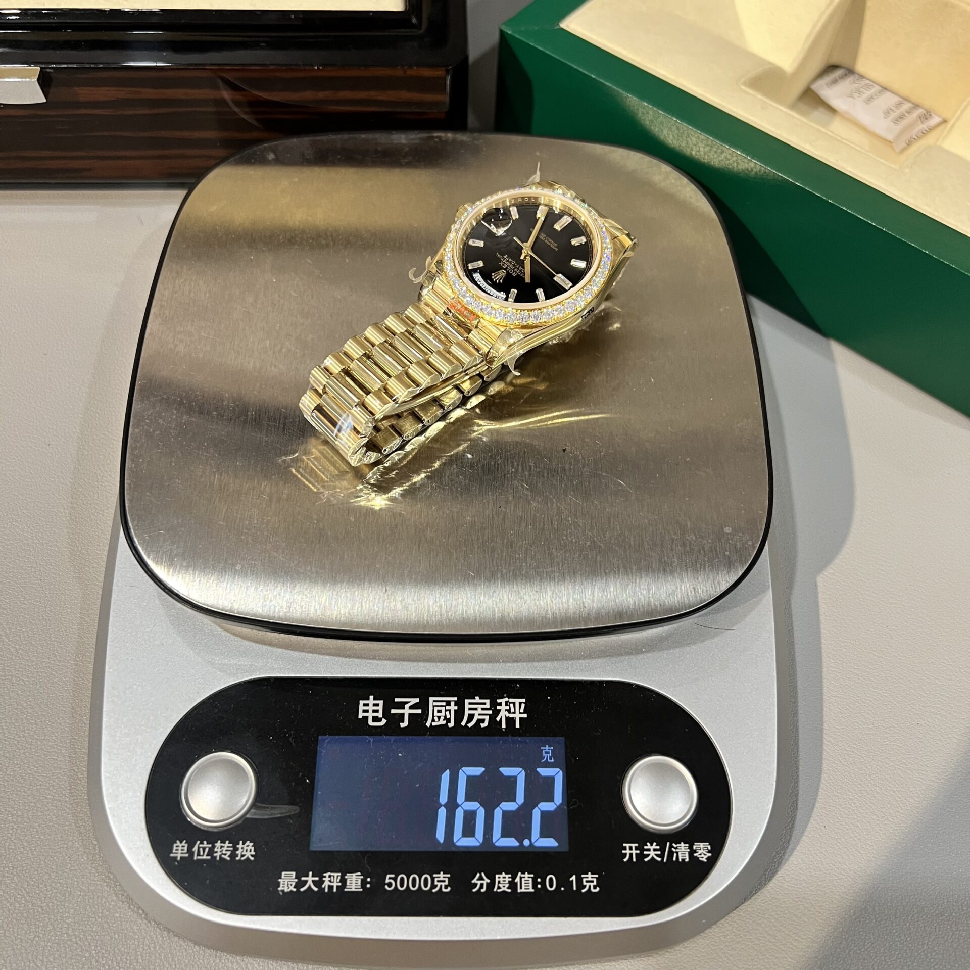 Rolex Day-Date 228238 Replica Watch Black Dial Refined Moissanite Diamond 40mm
