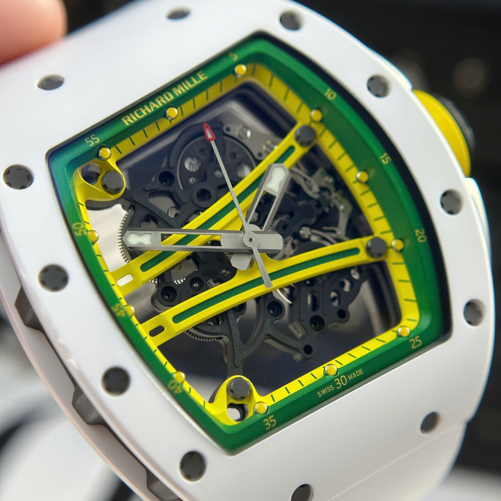 Richard Mille Best Copies Watch RM61-01 Manual Winding Yohan Blake Ceramic White ZF 42.7 50.23mm