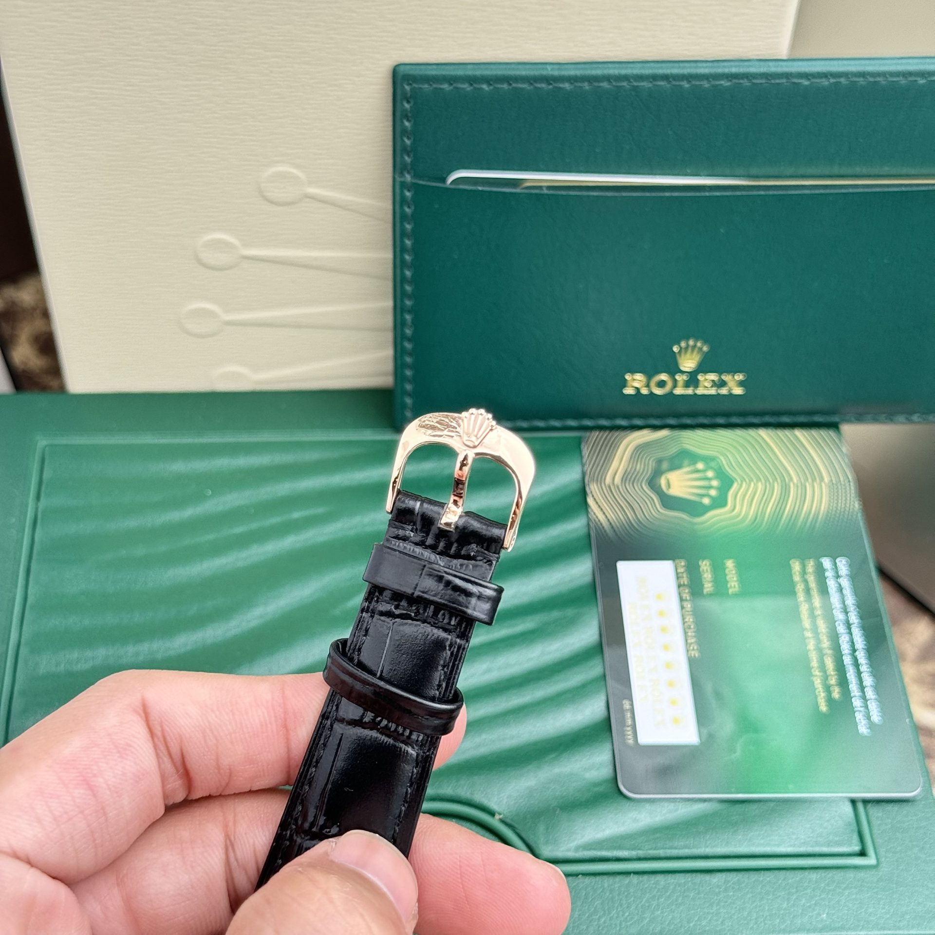 Rolex Replica Watch Cellini 50525 Chocolate Dial Leather Strap 39mm