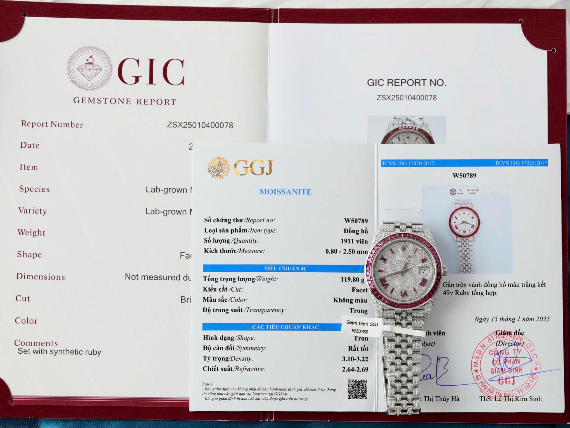 Rolex DateJust Copies Watches Ruby + Diamond Moissanite Custom 41mm