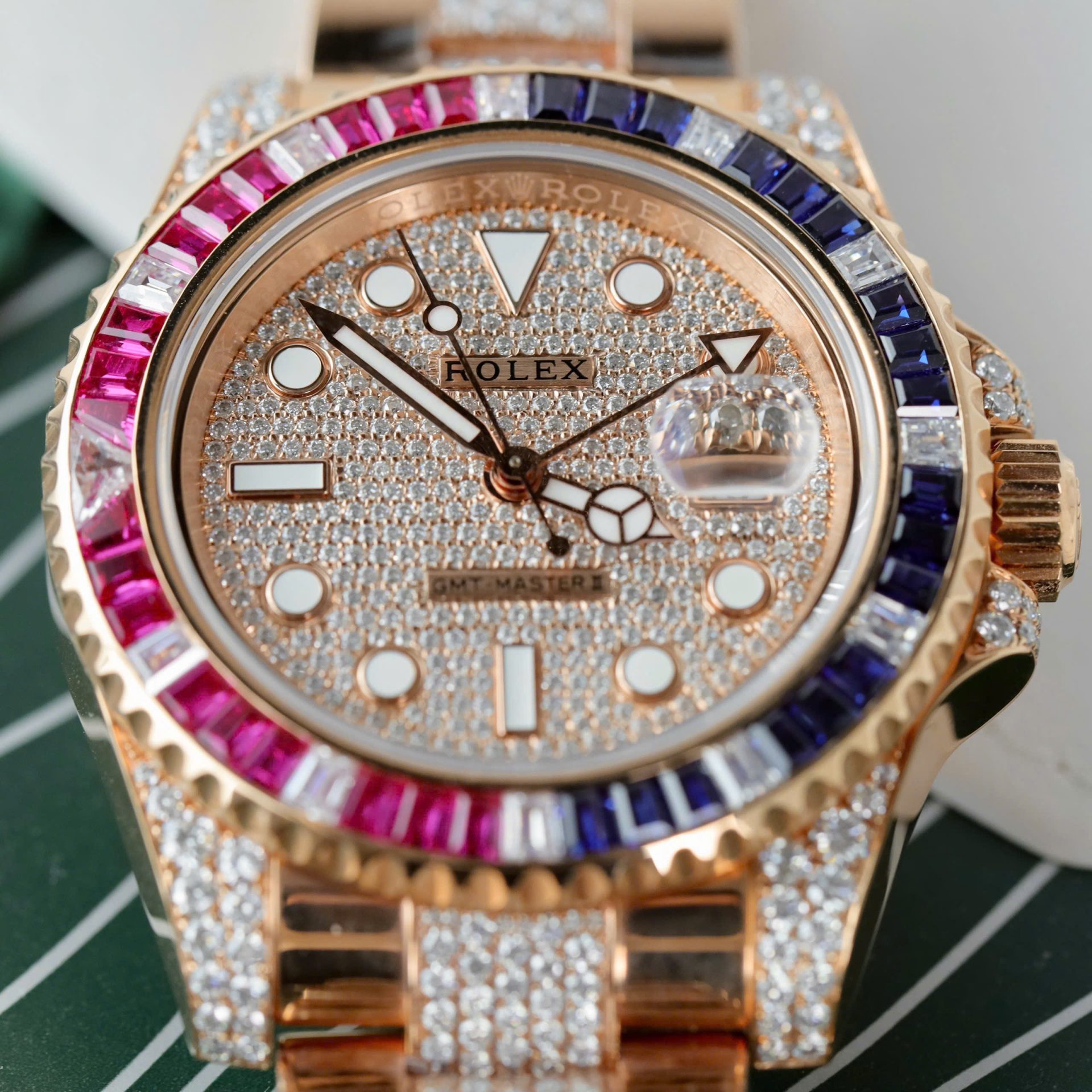 Rolex GMT-Master II 126755 SARU-DIAO Gold Wrapped Moissanite Sapphire Replica Watch 40mm