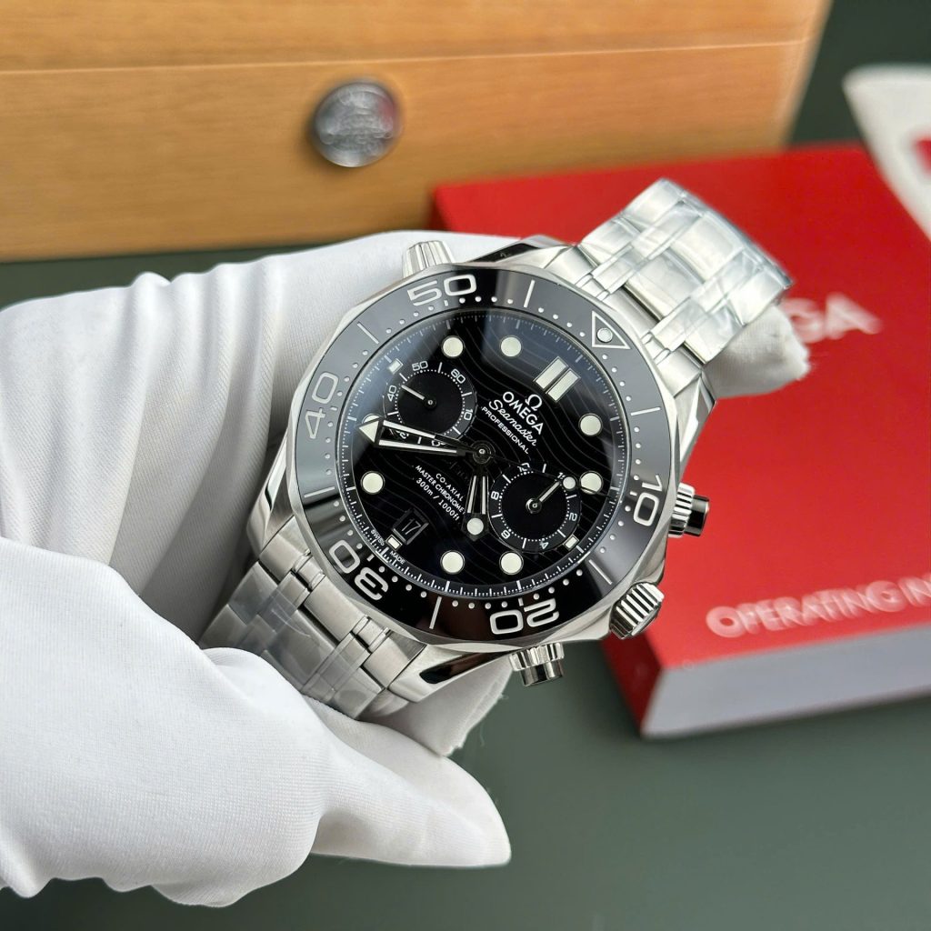 Omega Copies Watches Seamaster Diver 300M Chronograph Dial Black N1 Factory 44mm