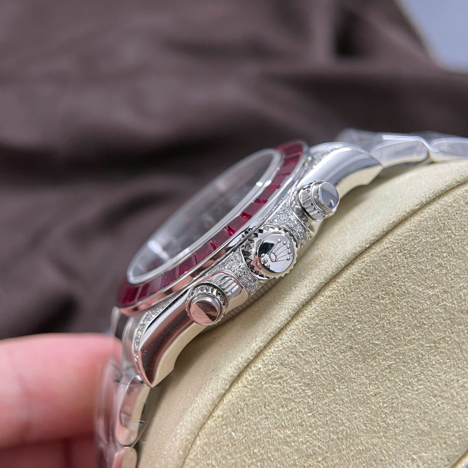 Rolex Daytona 126599TRU Replica Watch 18K Solid Gold + Natural Ruby + Natural Diamonds Custom 40mm