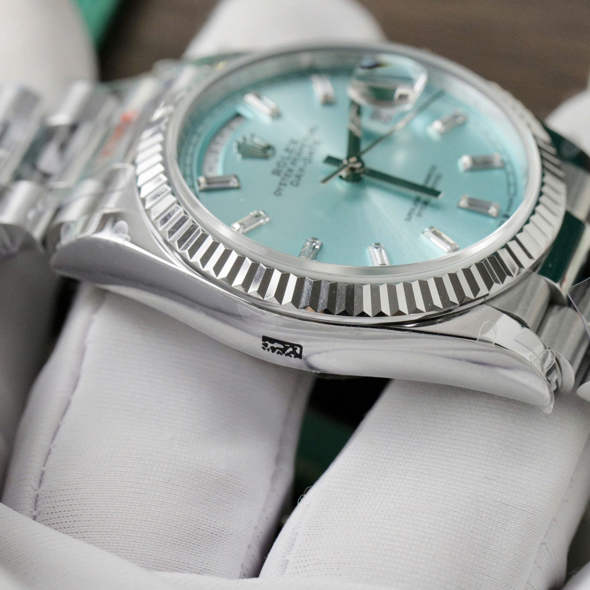 Rolex Day-Date 128236 Dial Ice Blue Replica Watch Weight 158gram QF Factory 36mm