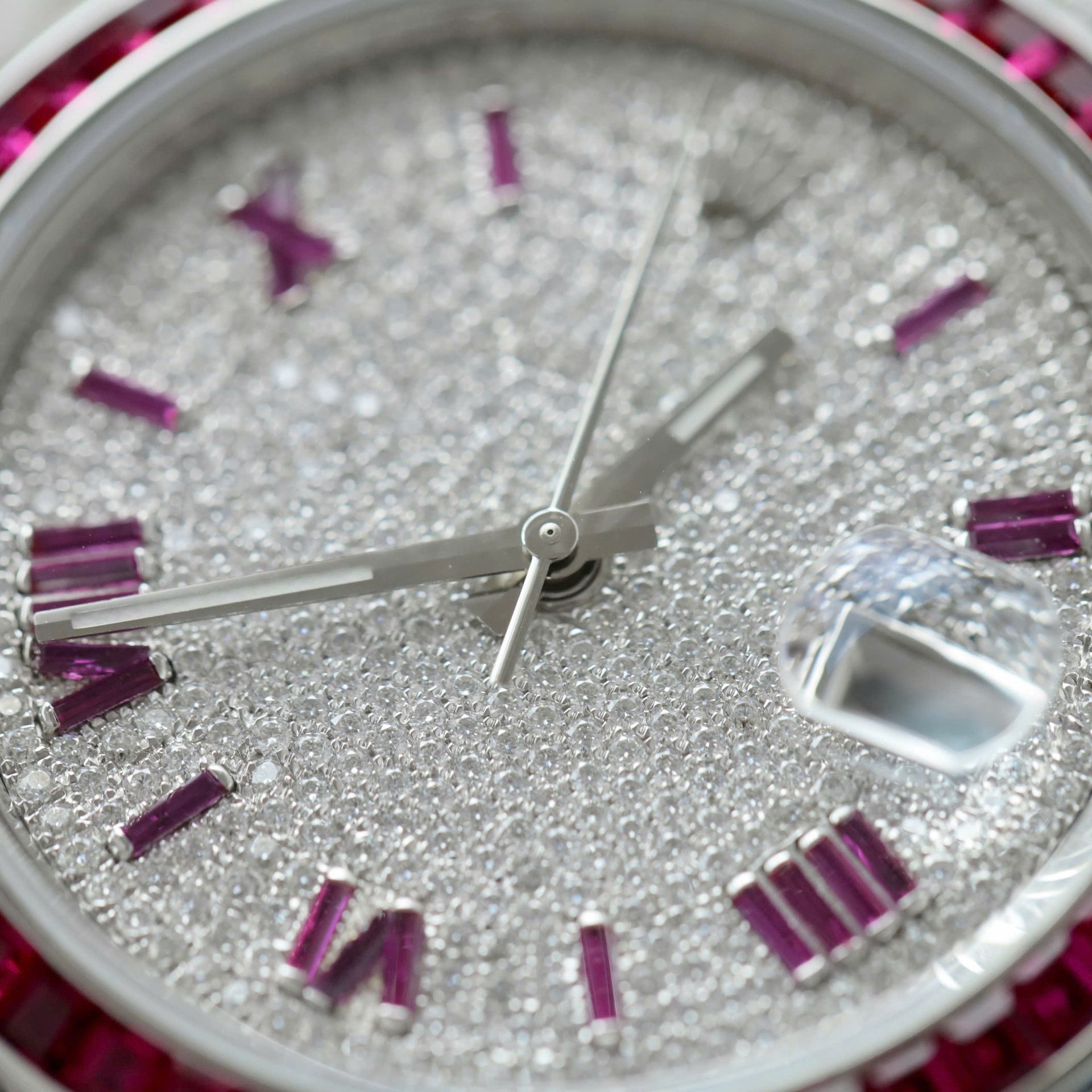 Rolex DateJust Copies Watches Ruby + Diamond Moissanite Custom 41mm