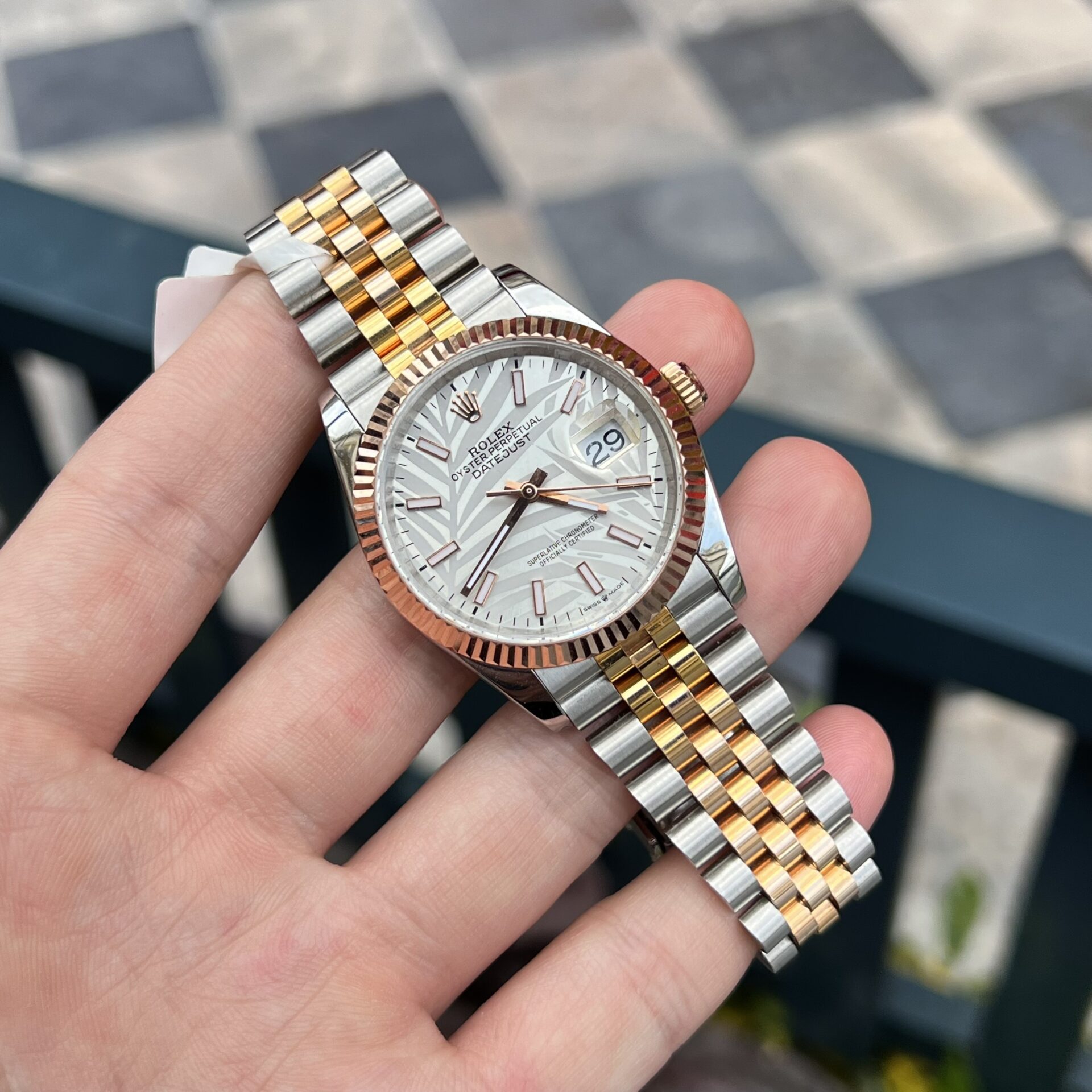 Rolex DateJust Replica 1:1 Watch Palm Leaf Grey Dial GM Factory 36mm