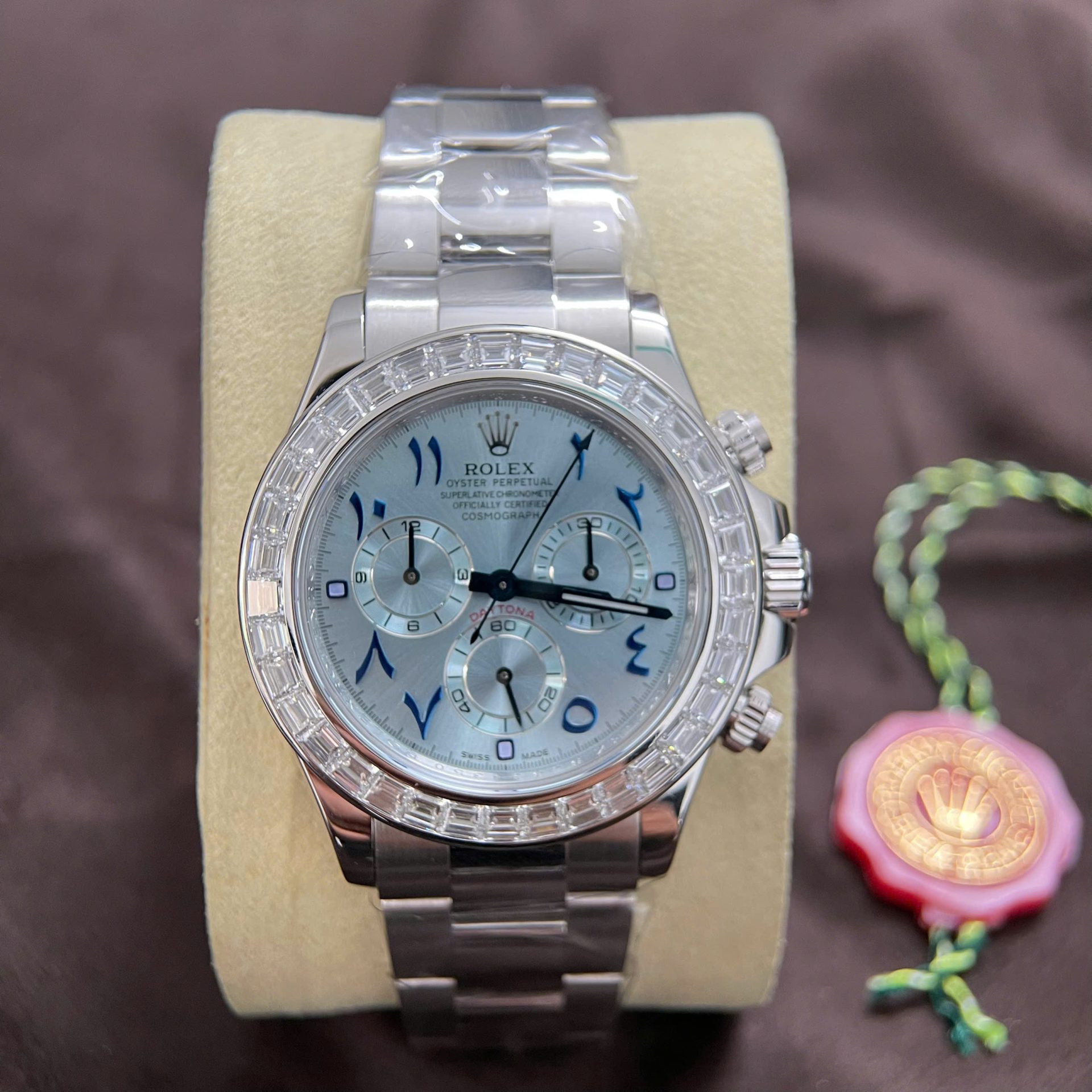 Rolex Daytona Replica Watch Custom 18K Solid White Gold Baguette Diamonds 40mm