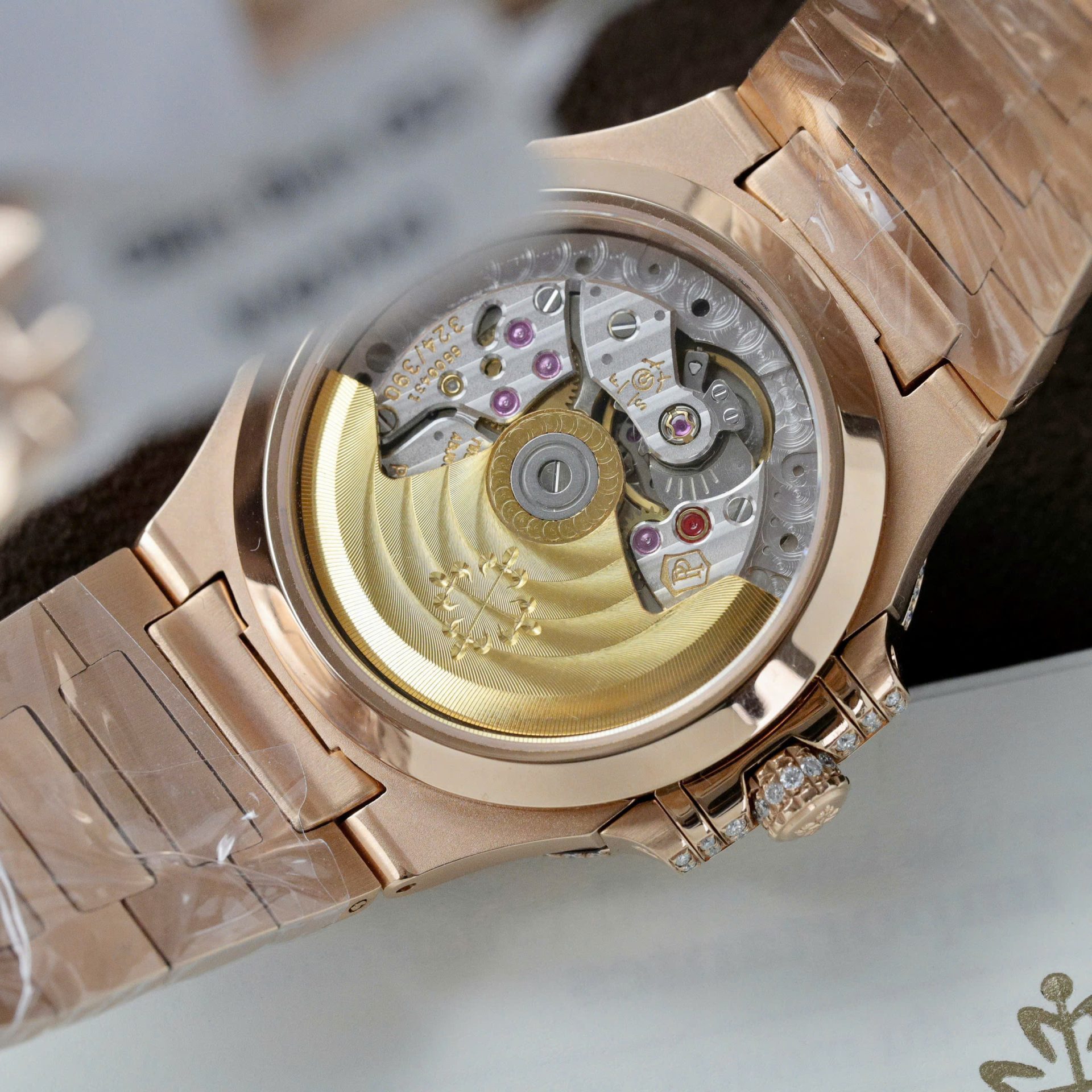 Patek Philippe Nautilus 7118 Replica Watch Gold Wrapped + Moissanite Diamonds Custom 35.2mm