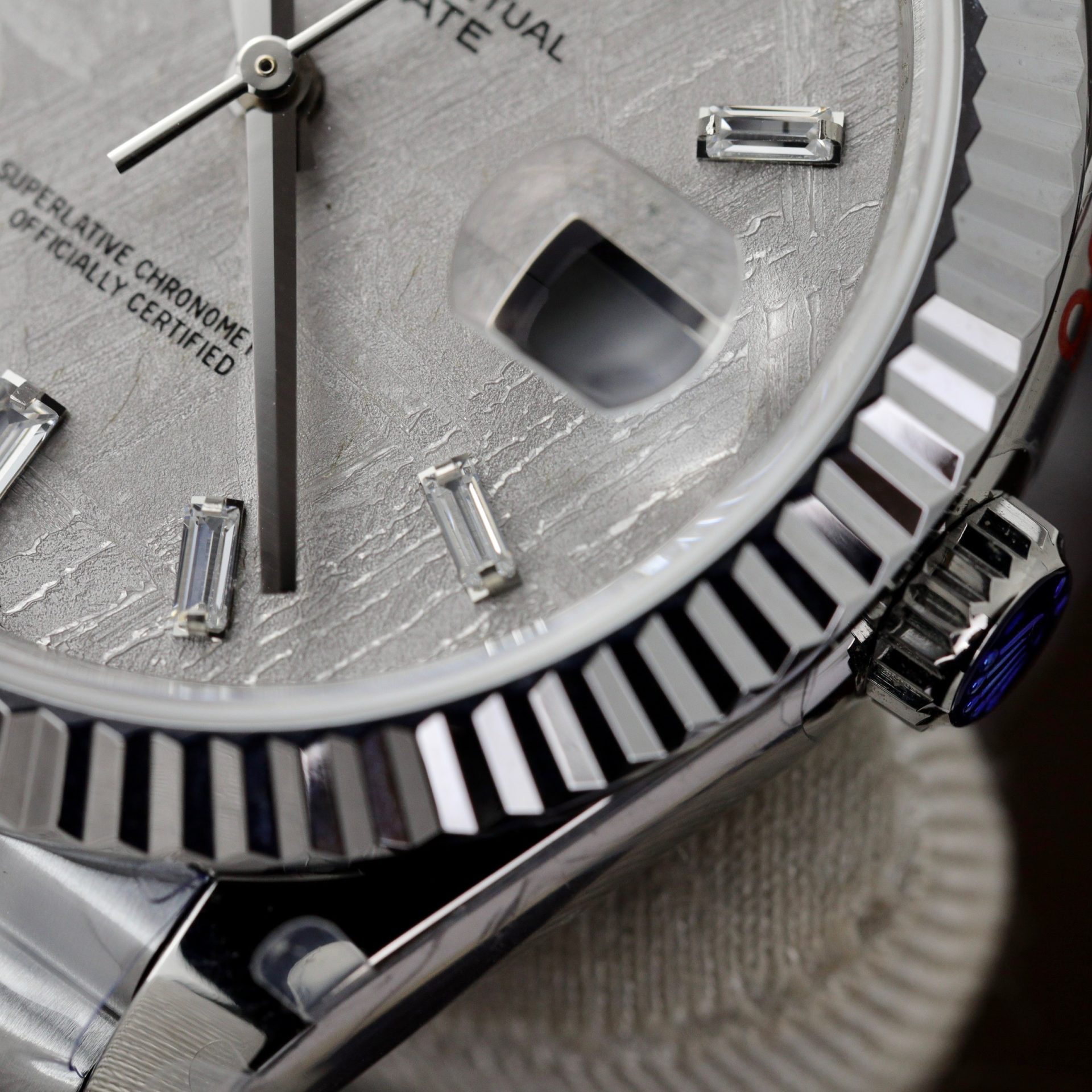 Rolex Replica Watch Day-Date Dial Meteorite Number Pile Diamond Moissanite 40mm