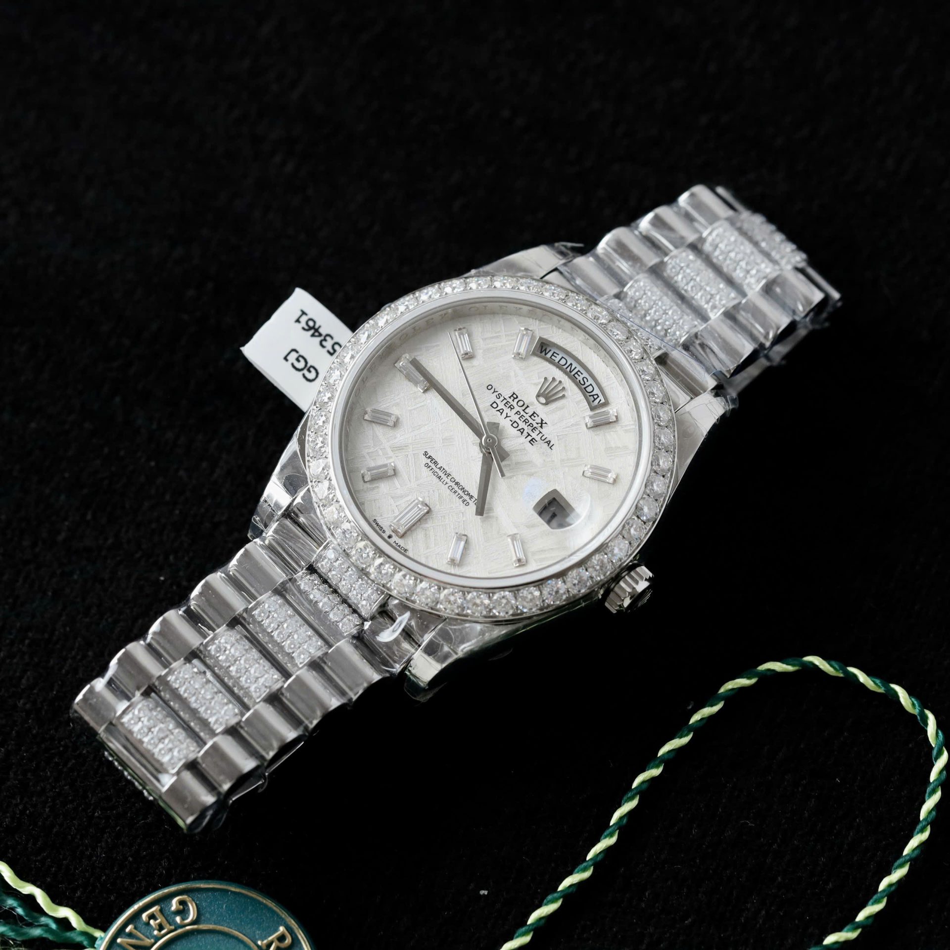 Rolex Day-Date Best Replica Watch Meteorite Dial Moissanite Diamonds Custom 40mm