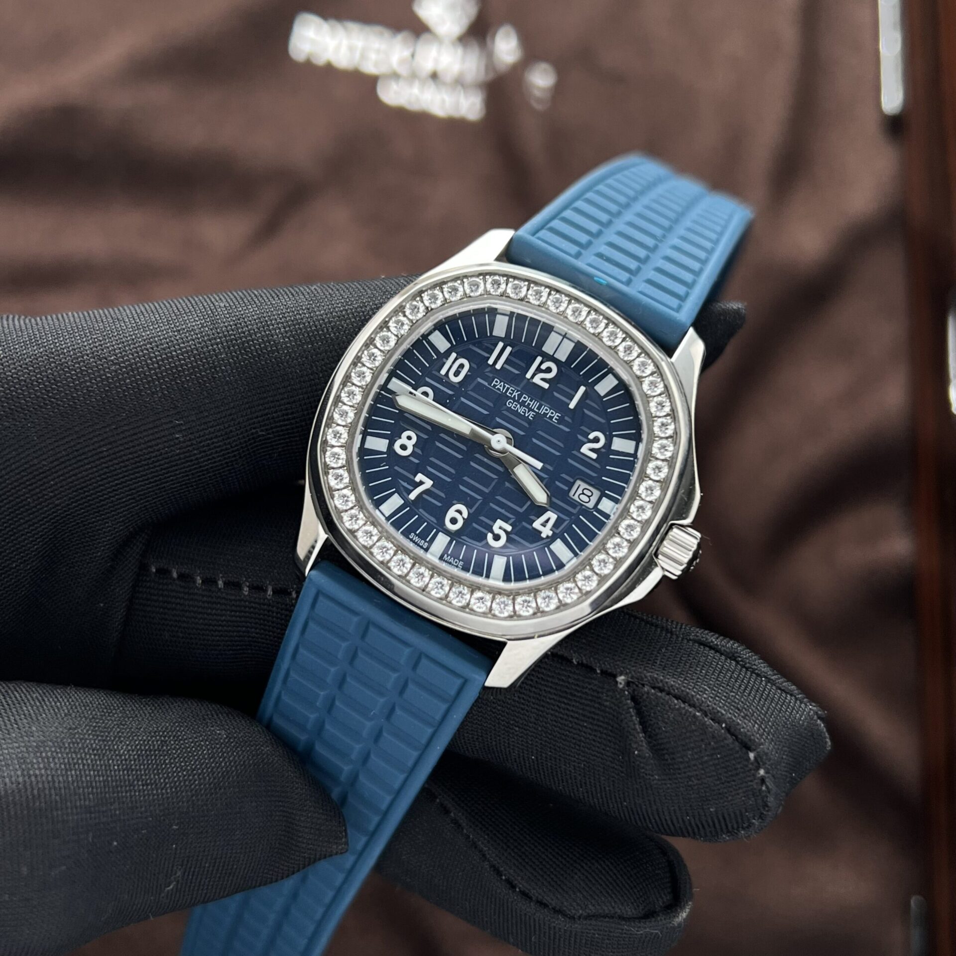 Patek Philippe Aquanaut 5067 Fake Watch Blue Dial Rubber Strap PPF Factory 35.6mm